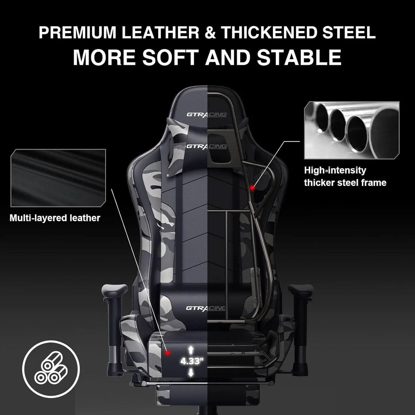 Gaming Chair With Bluetooth Speakers And Footrest Blue from PriceLows™