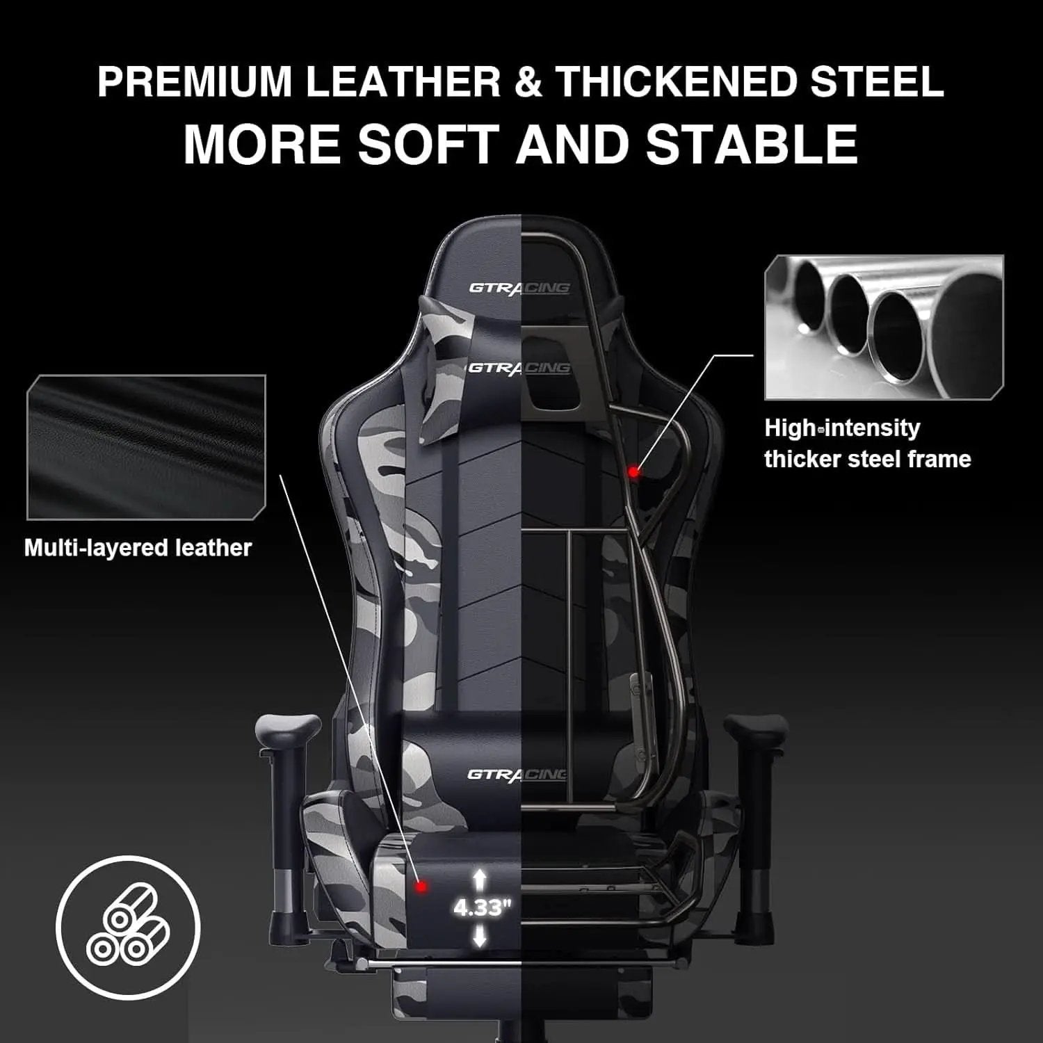 Gaming Chair With Bluetooth Speakers And Footrest Blue from PriceLows™