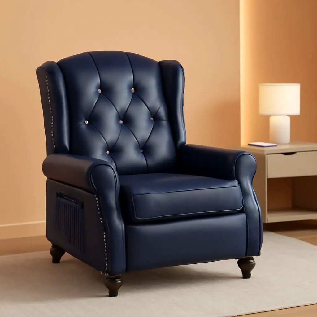 Wingback Recliner Chair With Massage And Heat PU Leather from PriceLows™