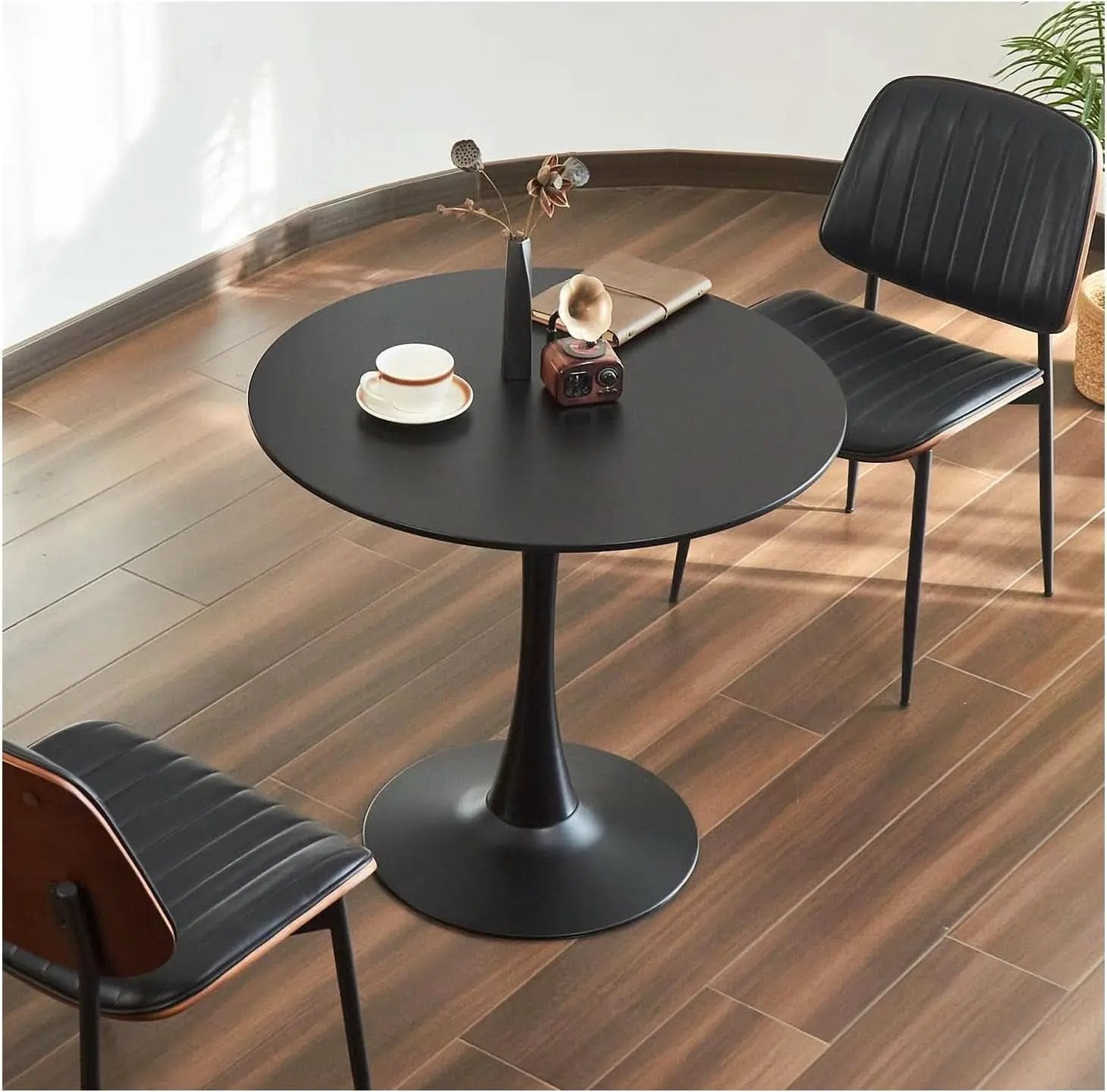 31.5 Inch Round Tulip Dining Table With Black Pedestal Base from PriceLows™