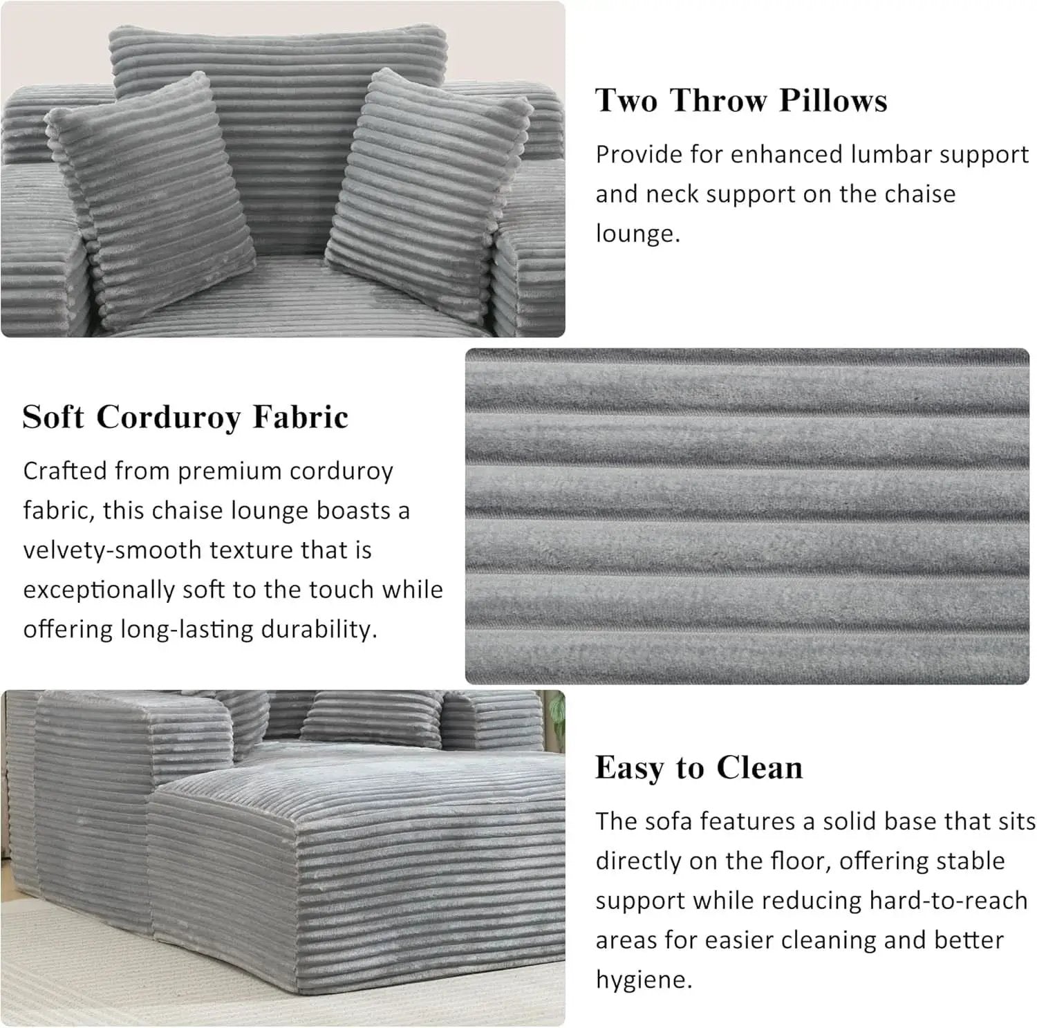 Oversized Chaise Lounge With Deepseat Corduroy Upholstery from PriceLows™