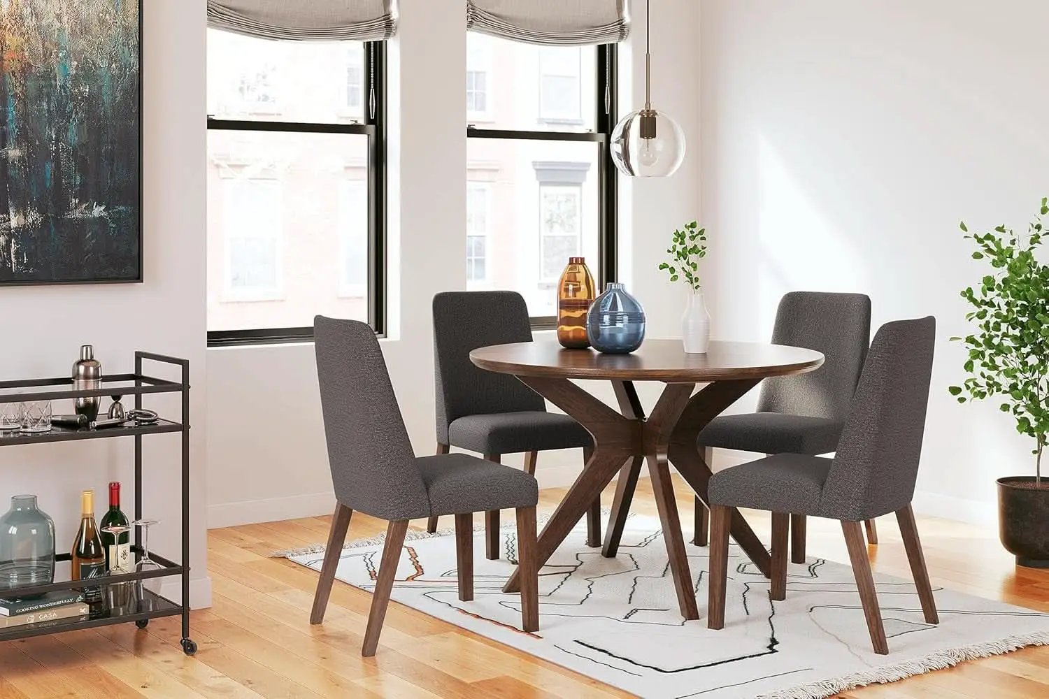 Upholstered Dining Chair, Foam Cushion, Dark Gray Set Of 2 from PriceLows™