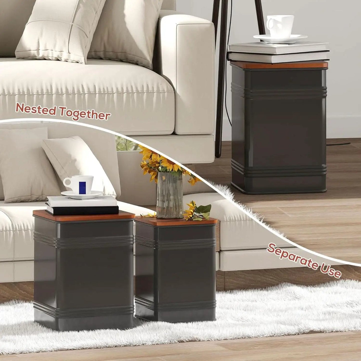 Industrial Black Storage Ottoman With Removable Lid from PriceLows™