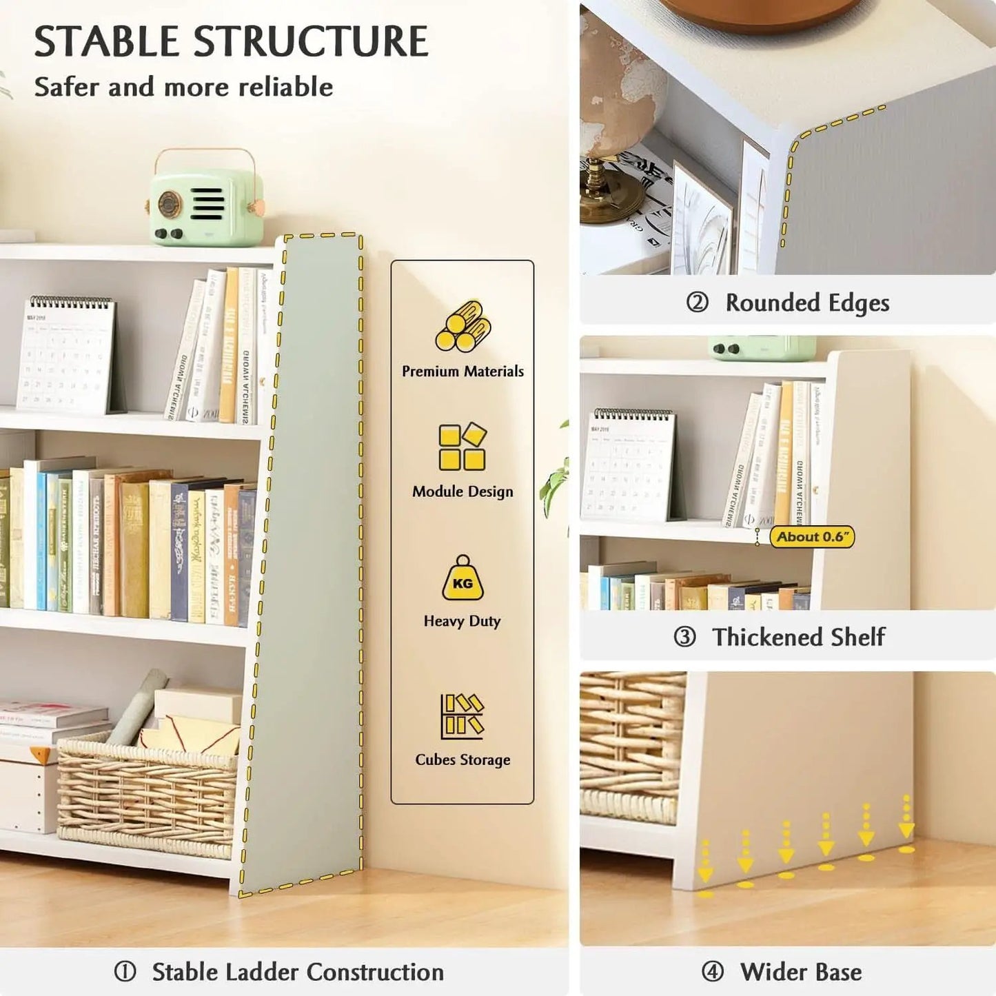 Extendable Walnut Three Tier Bookcase With Open Cubbies from PriceLows™