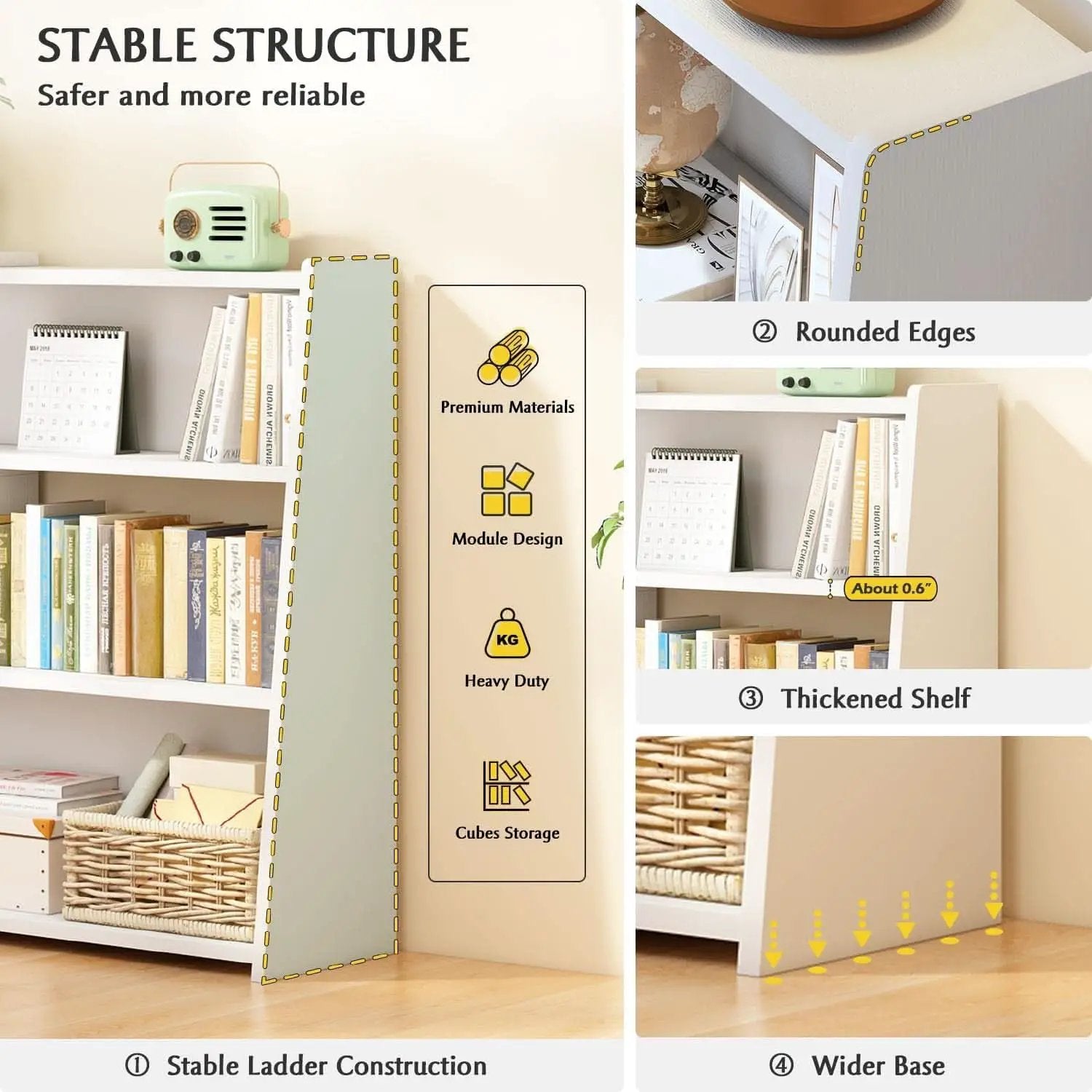 Extendable Walnut Three Tier Bookcase With Open Cubbies from PriceLows™