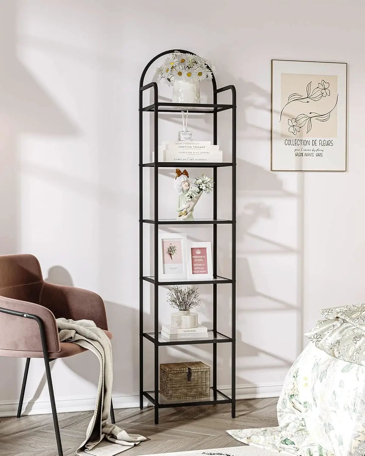 Six Tier Bookcase With Tempered Glass Shelves Home Office from PriceLows™