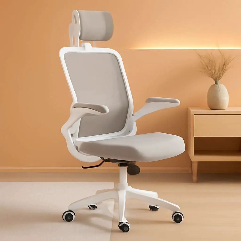 Ergonomic Office Chair Height Adjustable White Backrest from PriceLows™