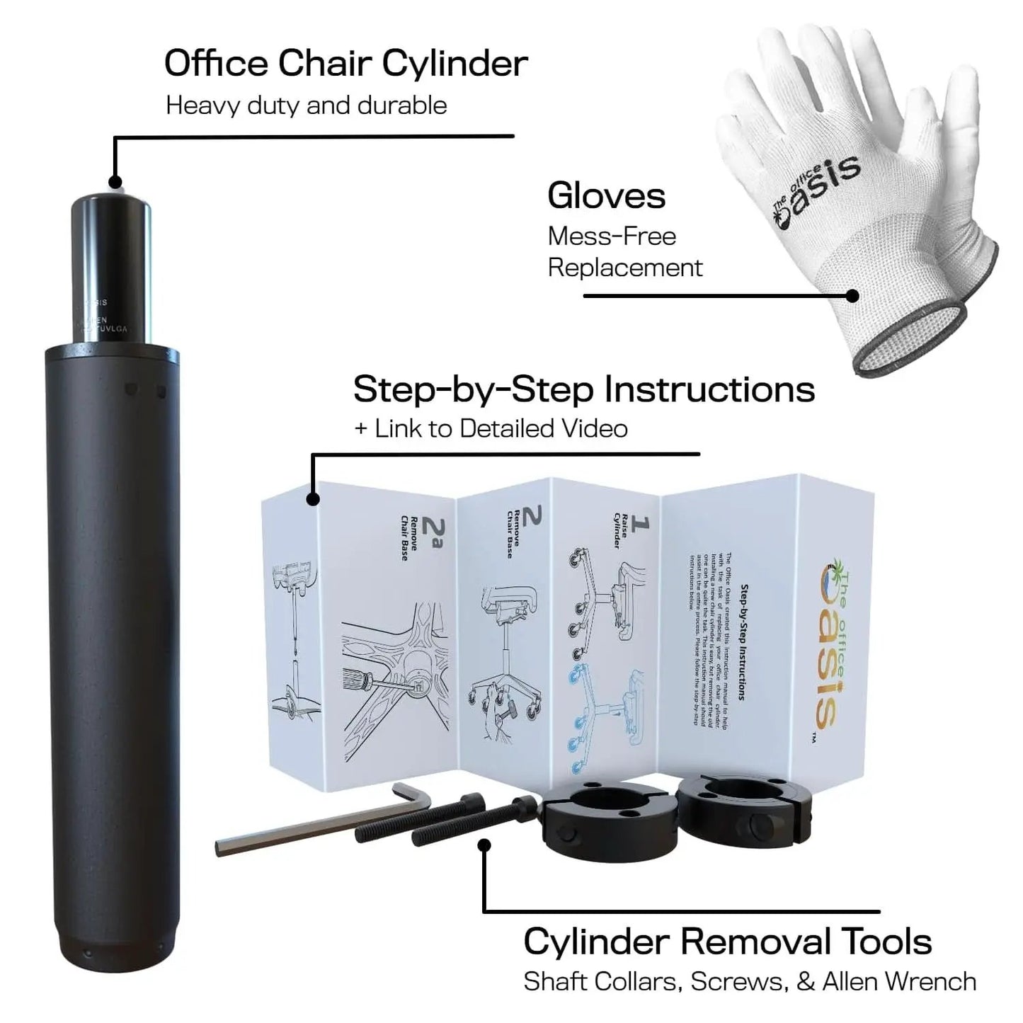 Office Chair Cylinder Replacement With Removal Tool Black from PriceLows™