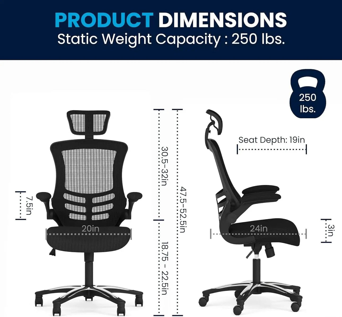High Back Swivel Office Chair With Lumbar Support Black from PriceLows™