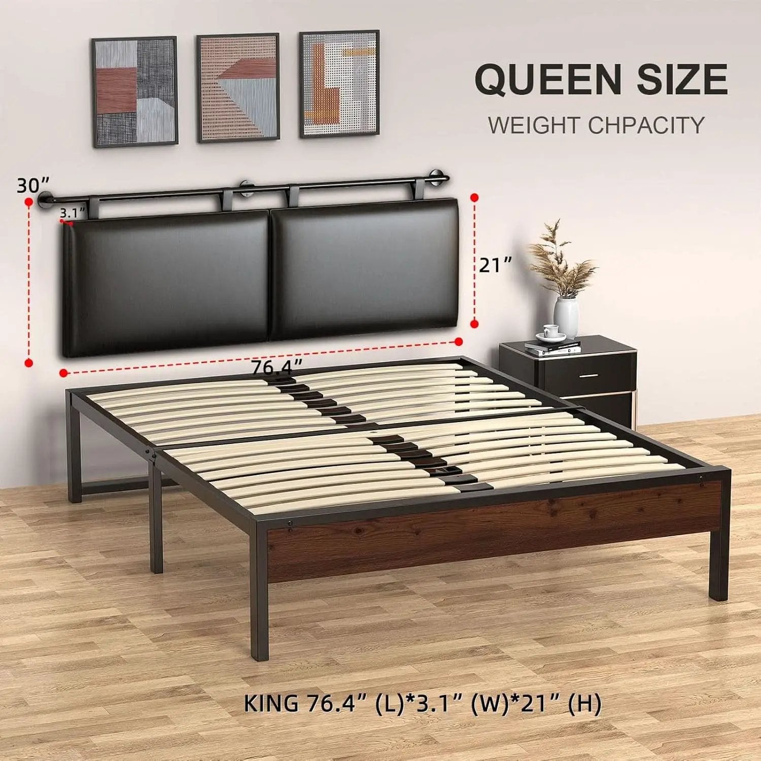 Modern King Size PU Leather Wall Mounted Headboard from PriceLows™