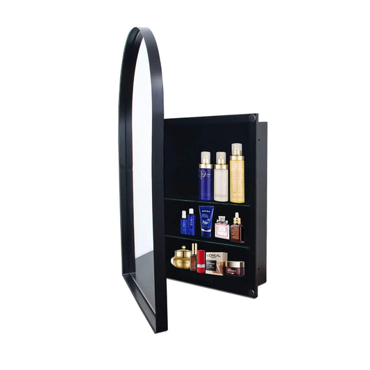 Arched Recessed Medicine Cabinet, Metal Framed Bathroom Wall Cabinet With Mirror And | 3 Pieces | Metal | Bathroom