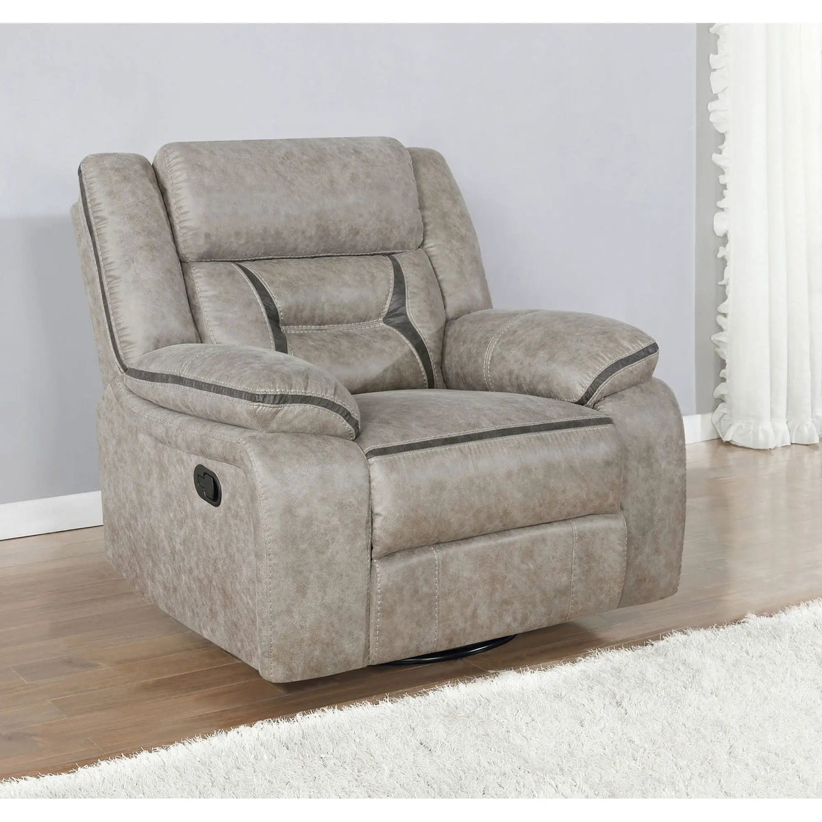 Brazelton Swivel Glider Recliner | Manual Recline Lever | Leatherette Upholstery | Smooth Gliding Motion