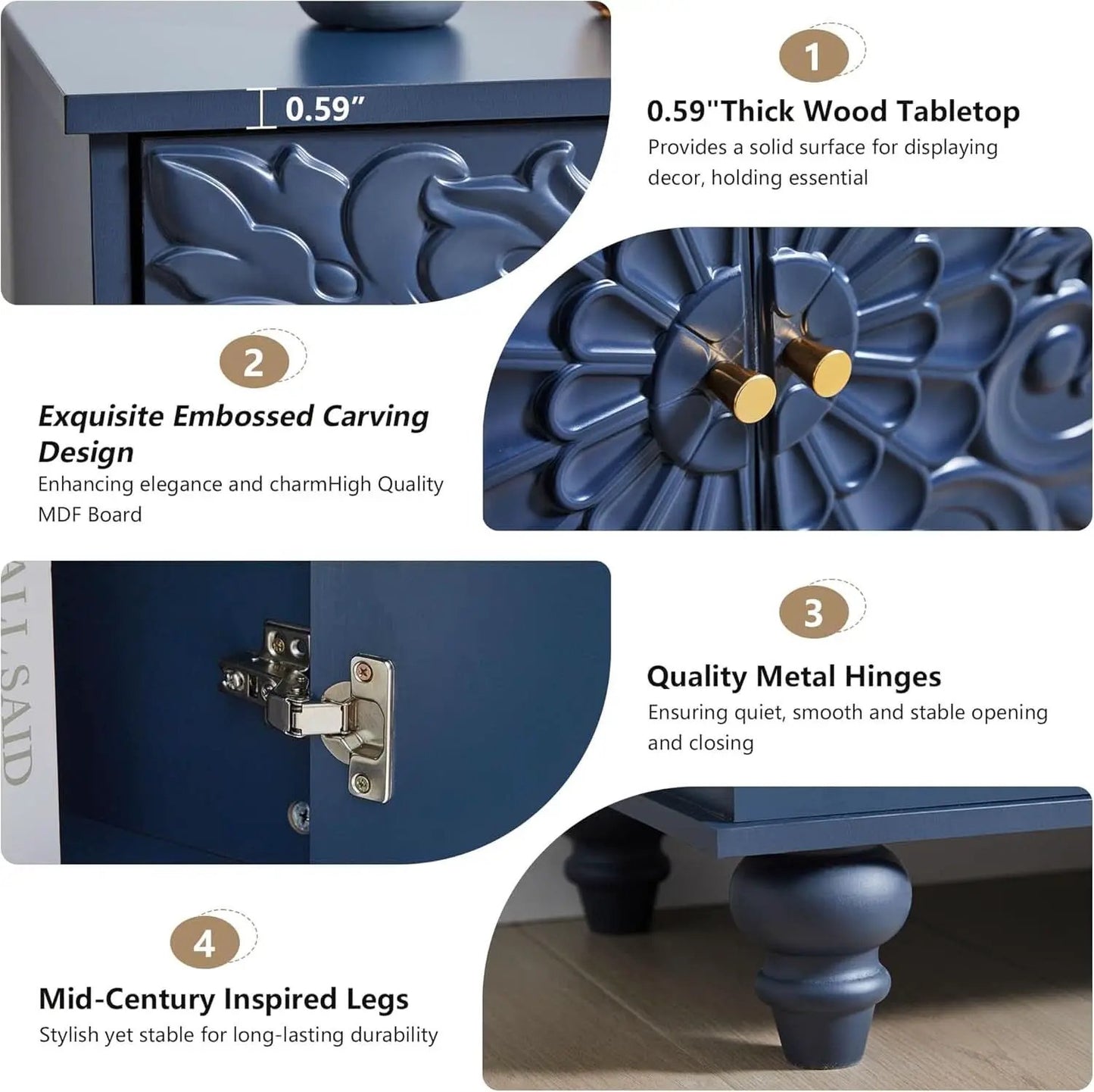 Midnight Blue Luxury Accent Sideboard With 2 Doors from PriceLows™