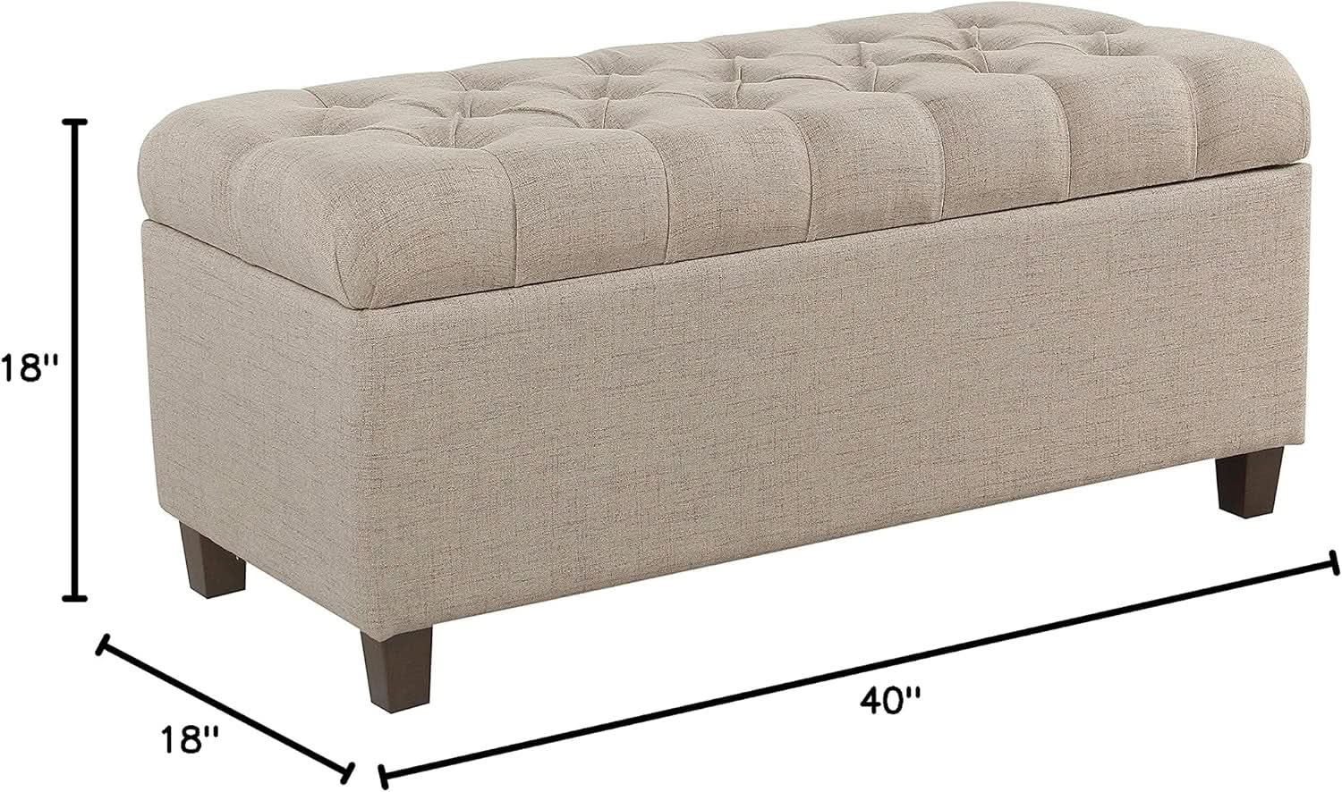 Tufted ExtraLarge Storage Ottoman Bench Hinged Lid from PriceLows™