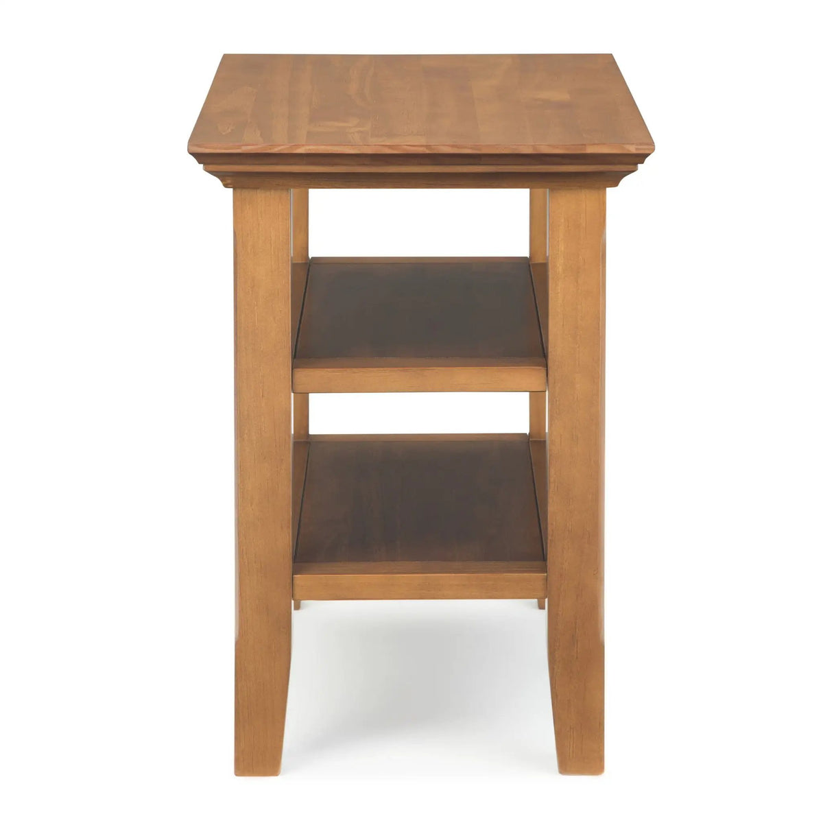 Acadian Narrow Side Table | Handcrafted Solid Wood | 2 Open Storage Shelves | 24 Inch Height