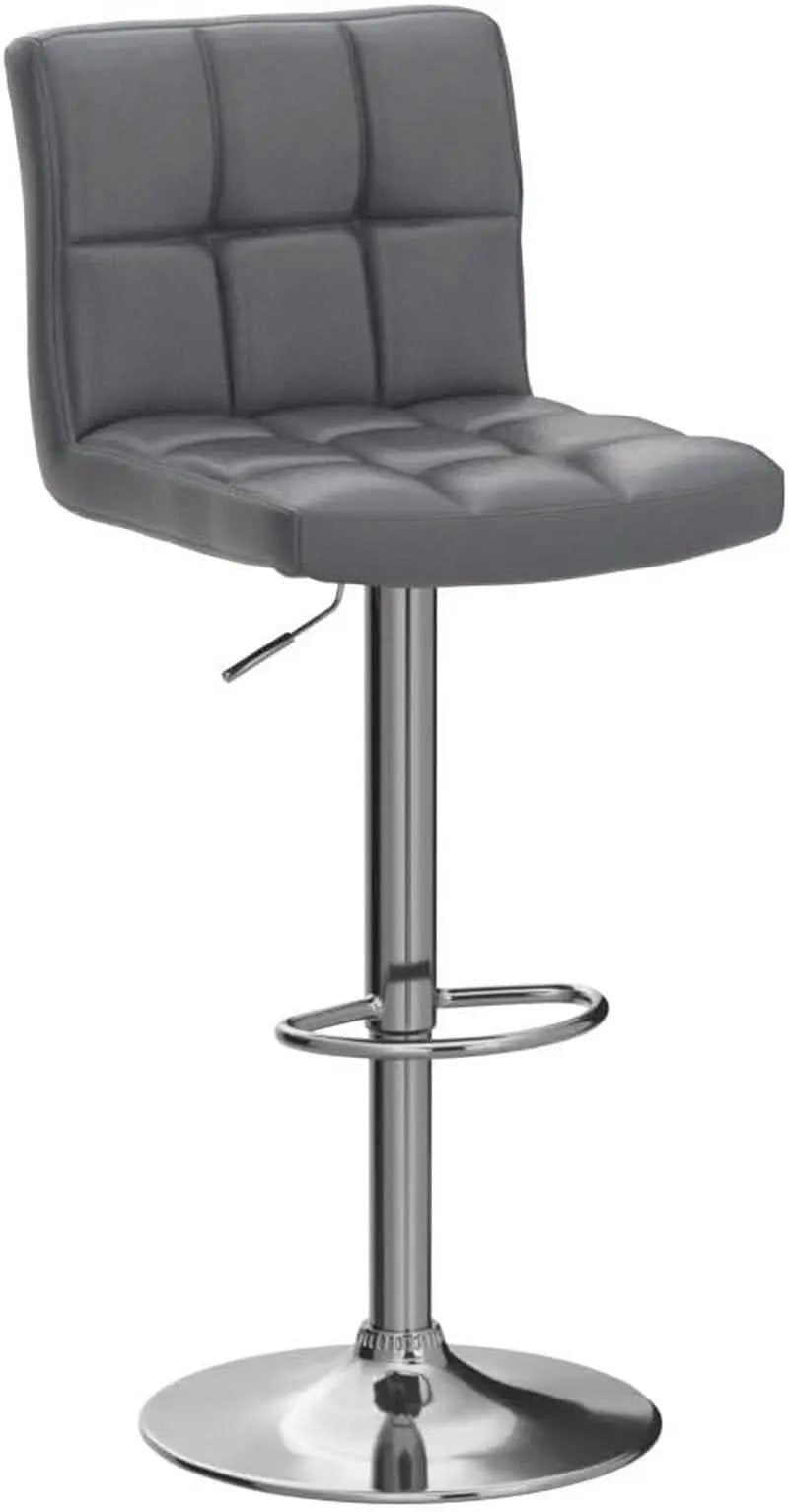 Bar Stools Set of 2, PU Leather Swivel Backrest, Gray from PriceLows™