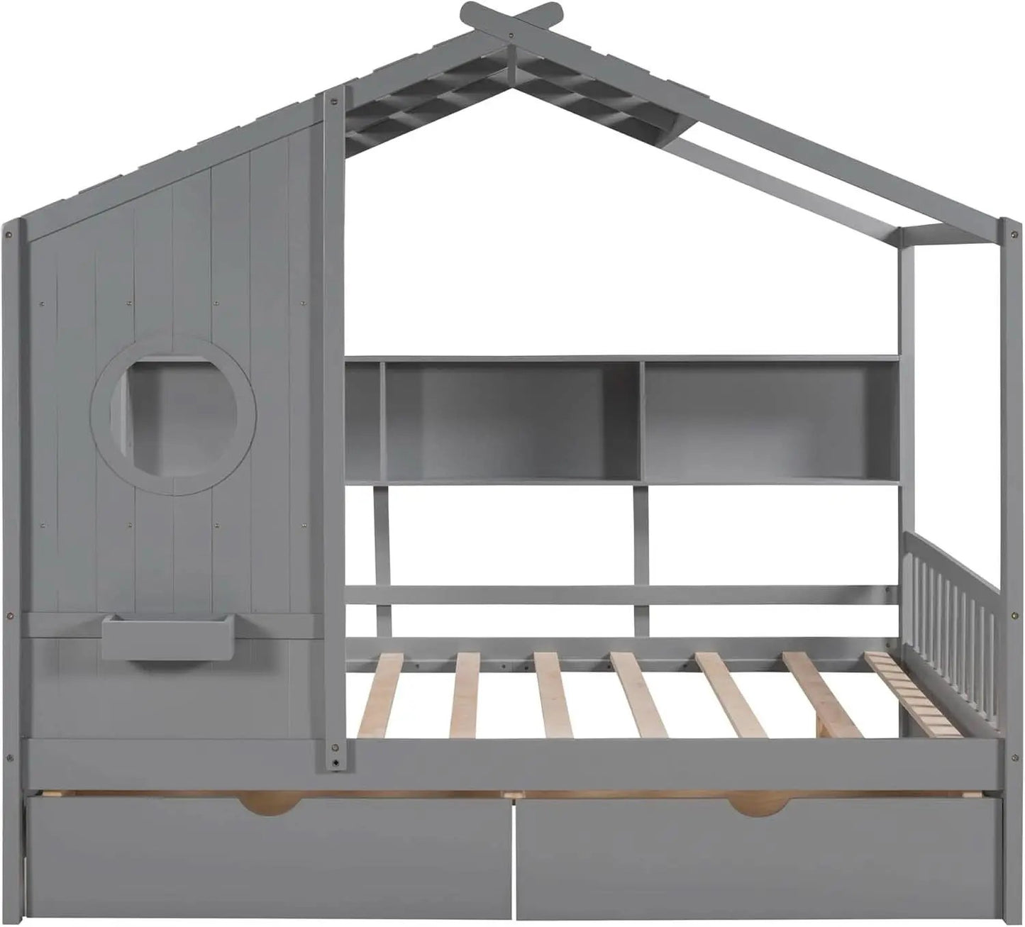 Kids Full Playhouse Bed With Drawers Shelves Storage from PriceLows™