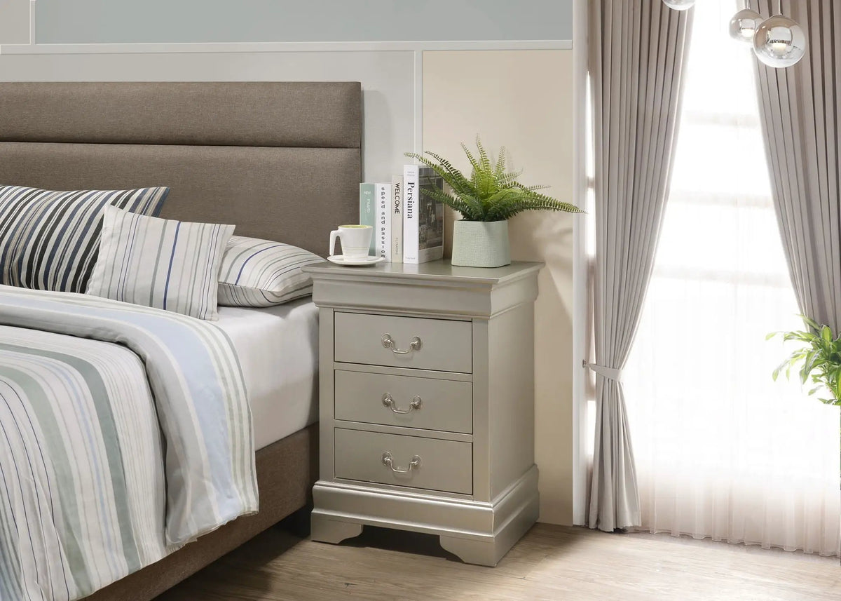 Louis Phillipe Nightstand | Traditional Wood Design | English Dovetailed Drawers | Metal Center Guides