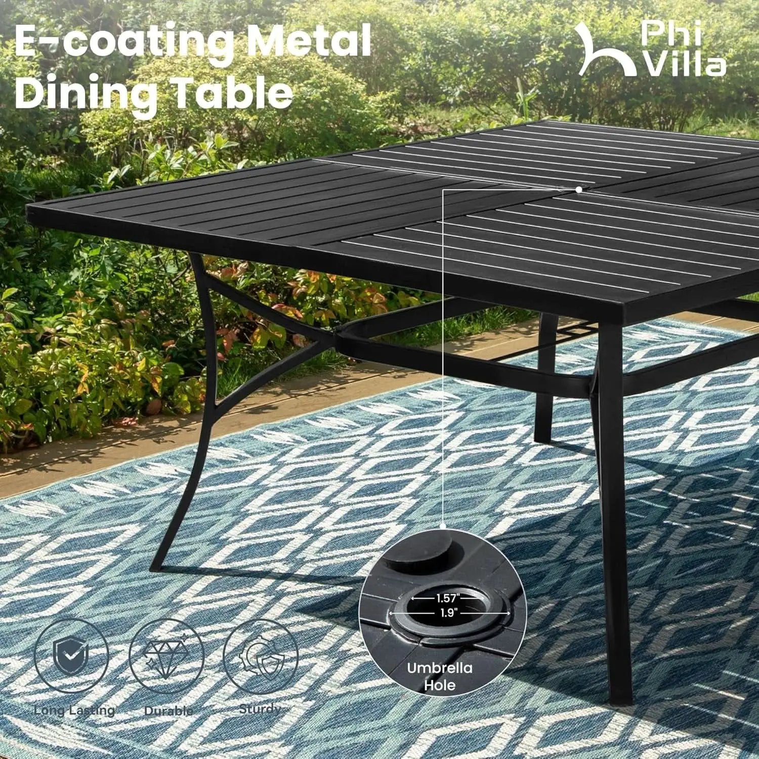 9 Piece Patio Dining Set With Large Square Metal Table And 8 Swivel Chairs from PriceLows™