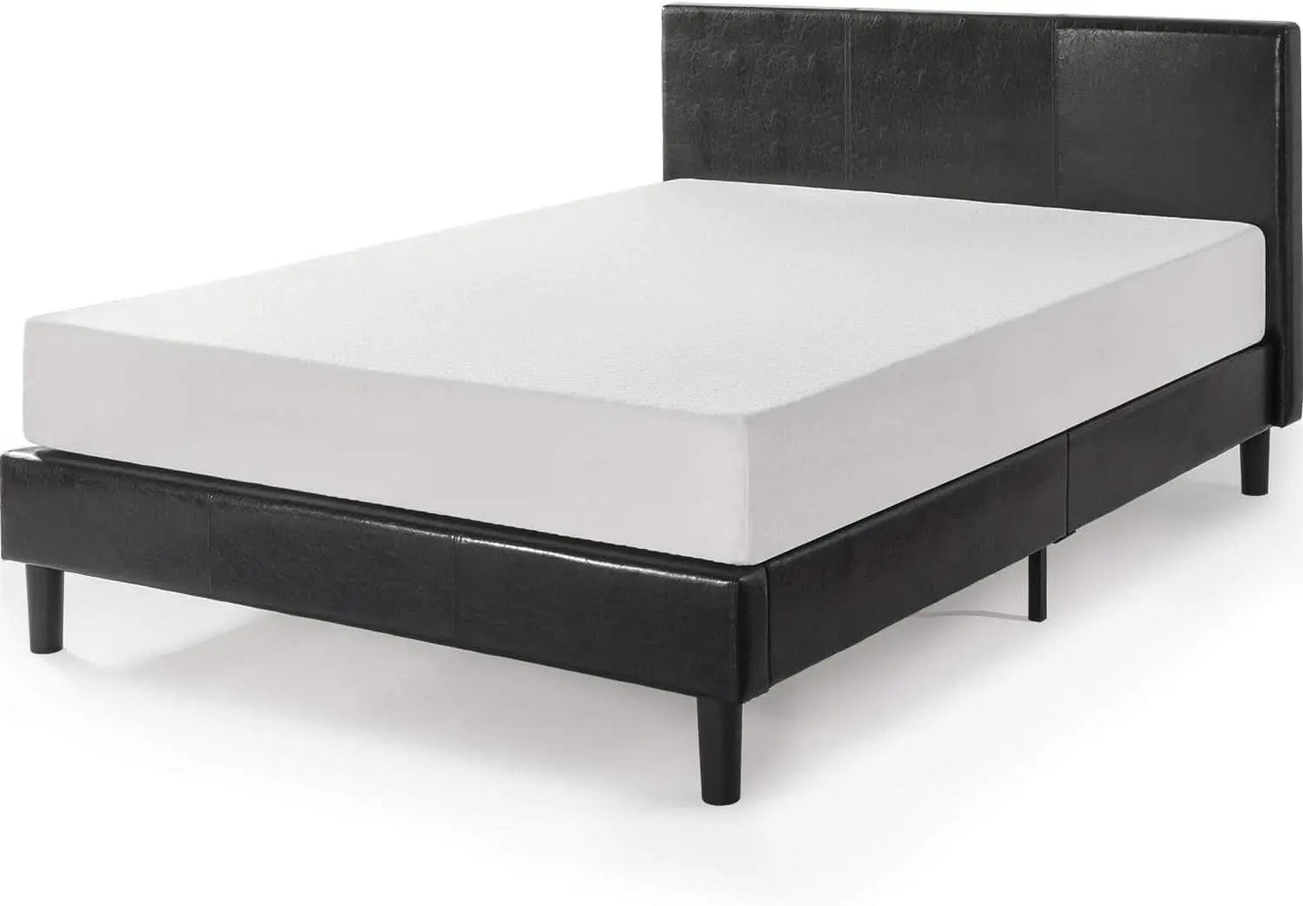 Queen Faux Leather Platform Bed Frame With Wood Slats from PriceLows™