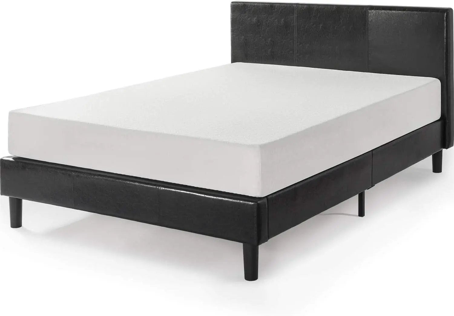 Queen Faux Leather Platform Bed Frame With Wood Slats from PriceLows™