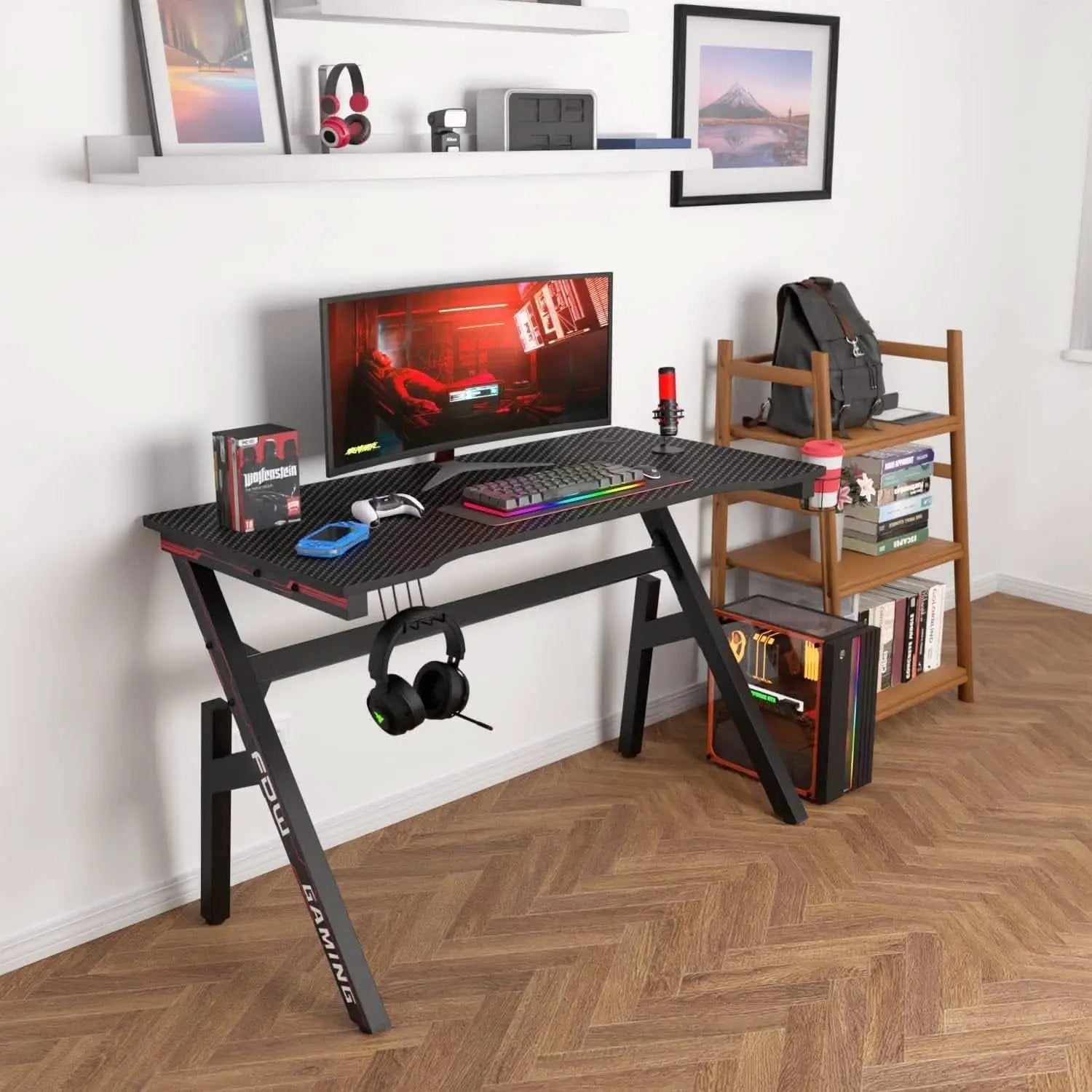 47 Inch Gaming Desk With Cup Holder For Home Office from PriceLows™