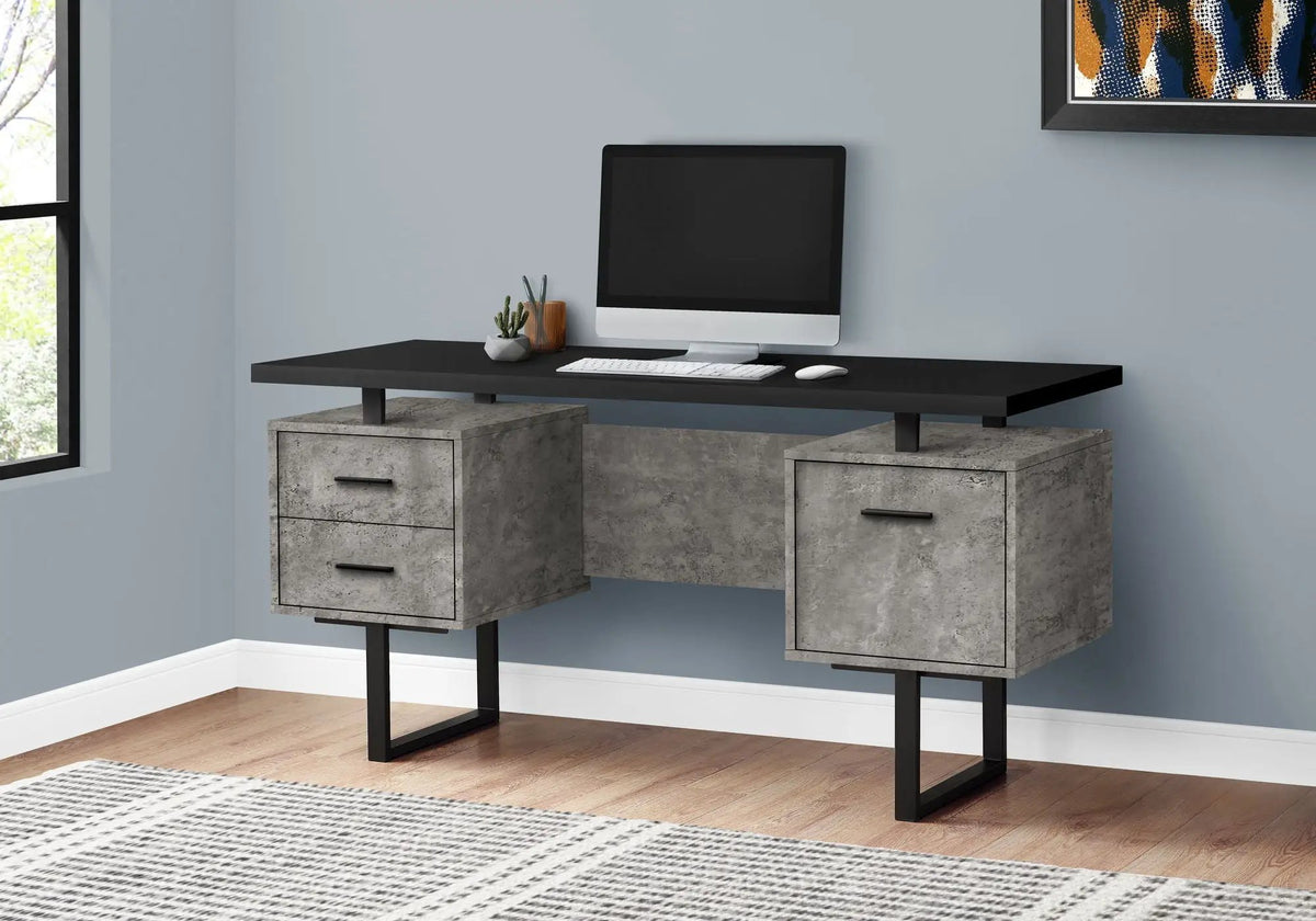 60 Inch Computer Desk | Laminate Finish | Two Top Drawers And File Drawer | Reversible Set-Up