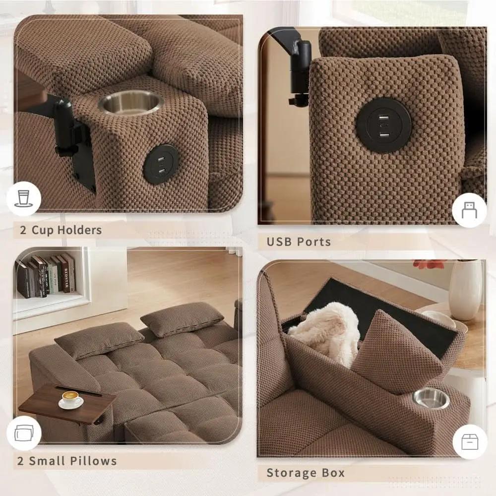 65 Inches Durable Convertible Sleeper Sofa ChocolateBrown from PriceLows™