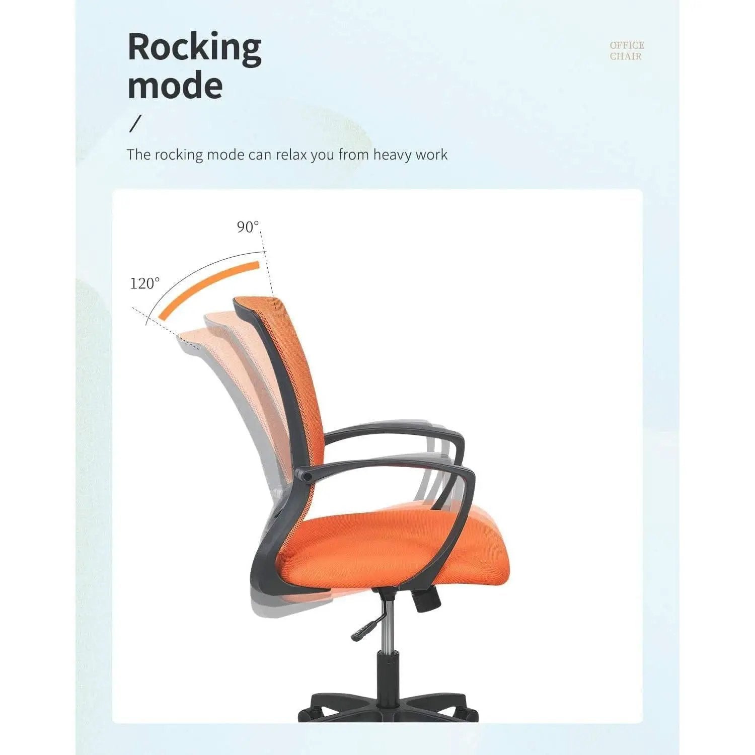 Ergonomic Orange Mesh Office Chair With Armrests Swivel from PriceLows™