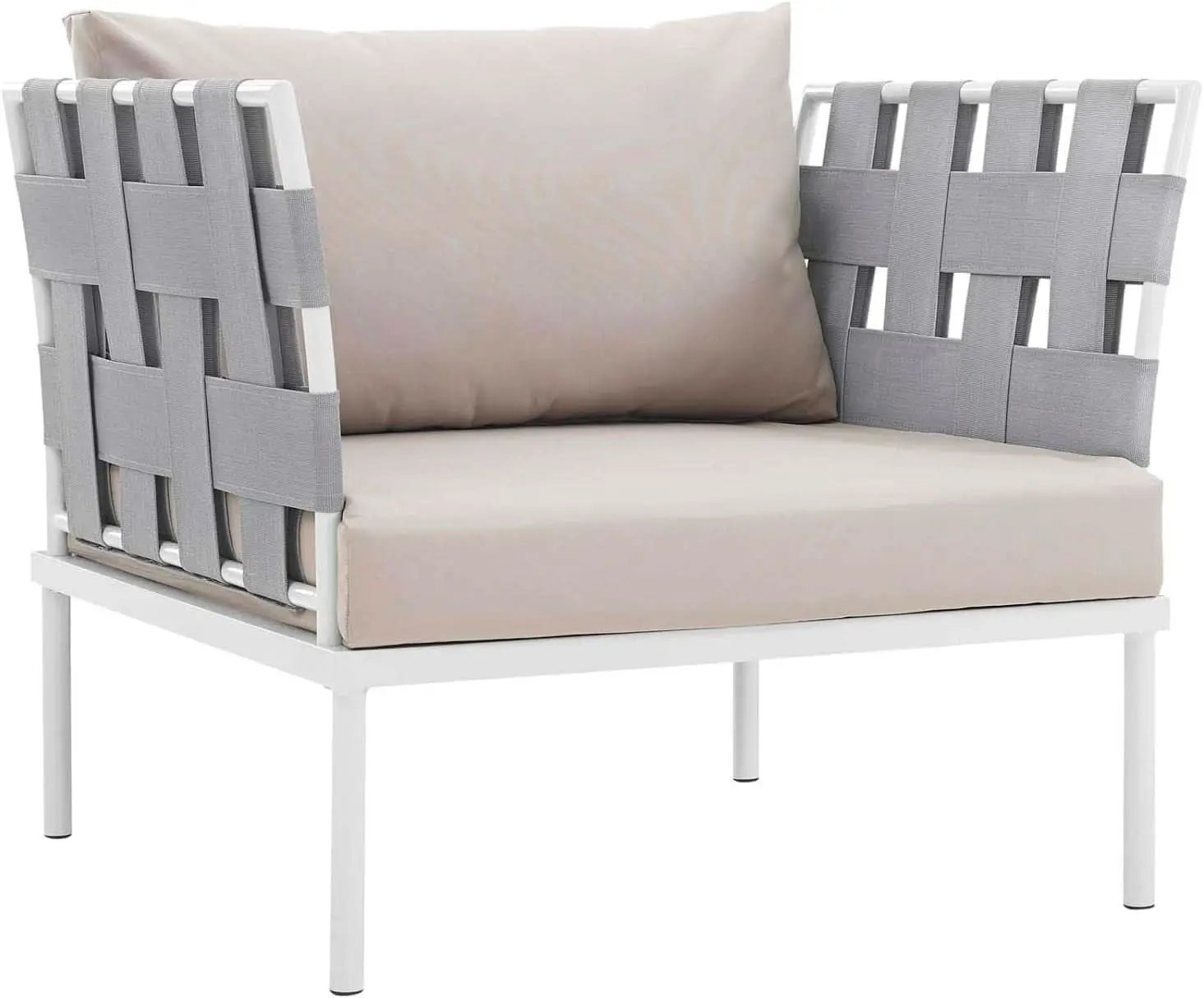 Harmony Aluminum Outdoor Sectional Sofa Set White Cushions from PriceLows™