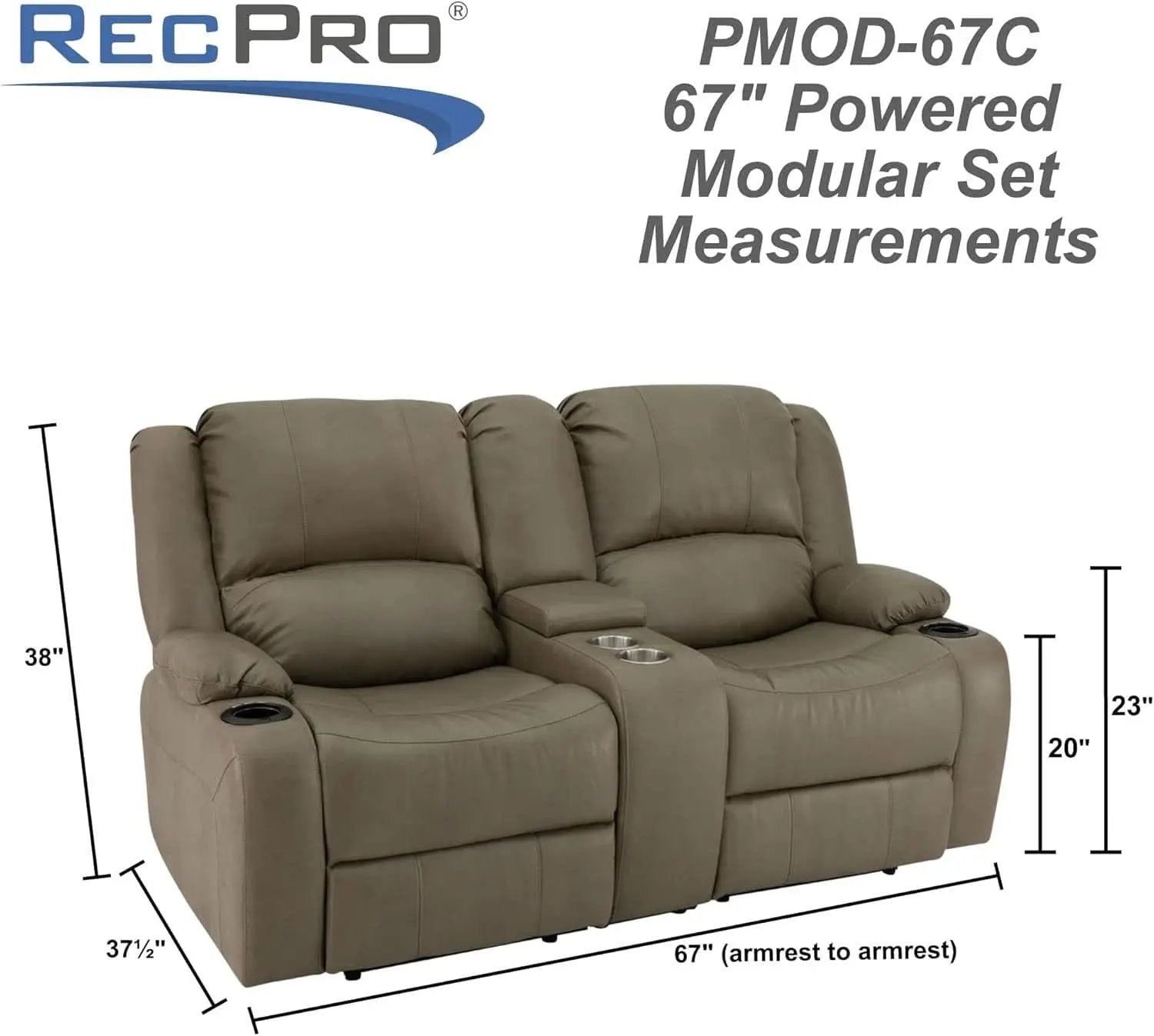 67 Inch Putty Powered RV Wall Hugger Recliner Sofa from PriceLows™