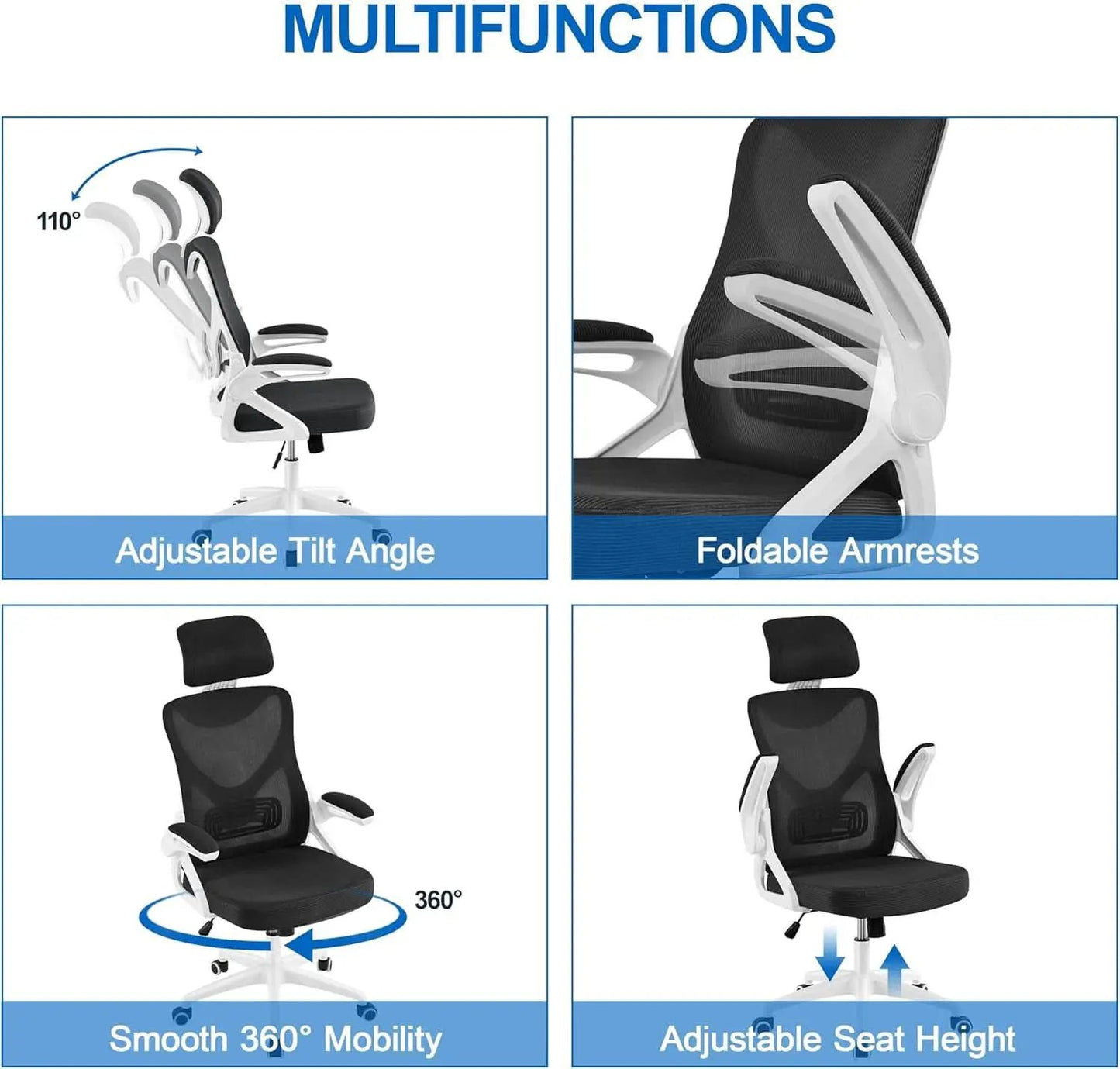 Ergonomic Mesh Office Chair High Back White And Black from PriceLows™
