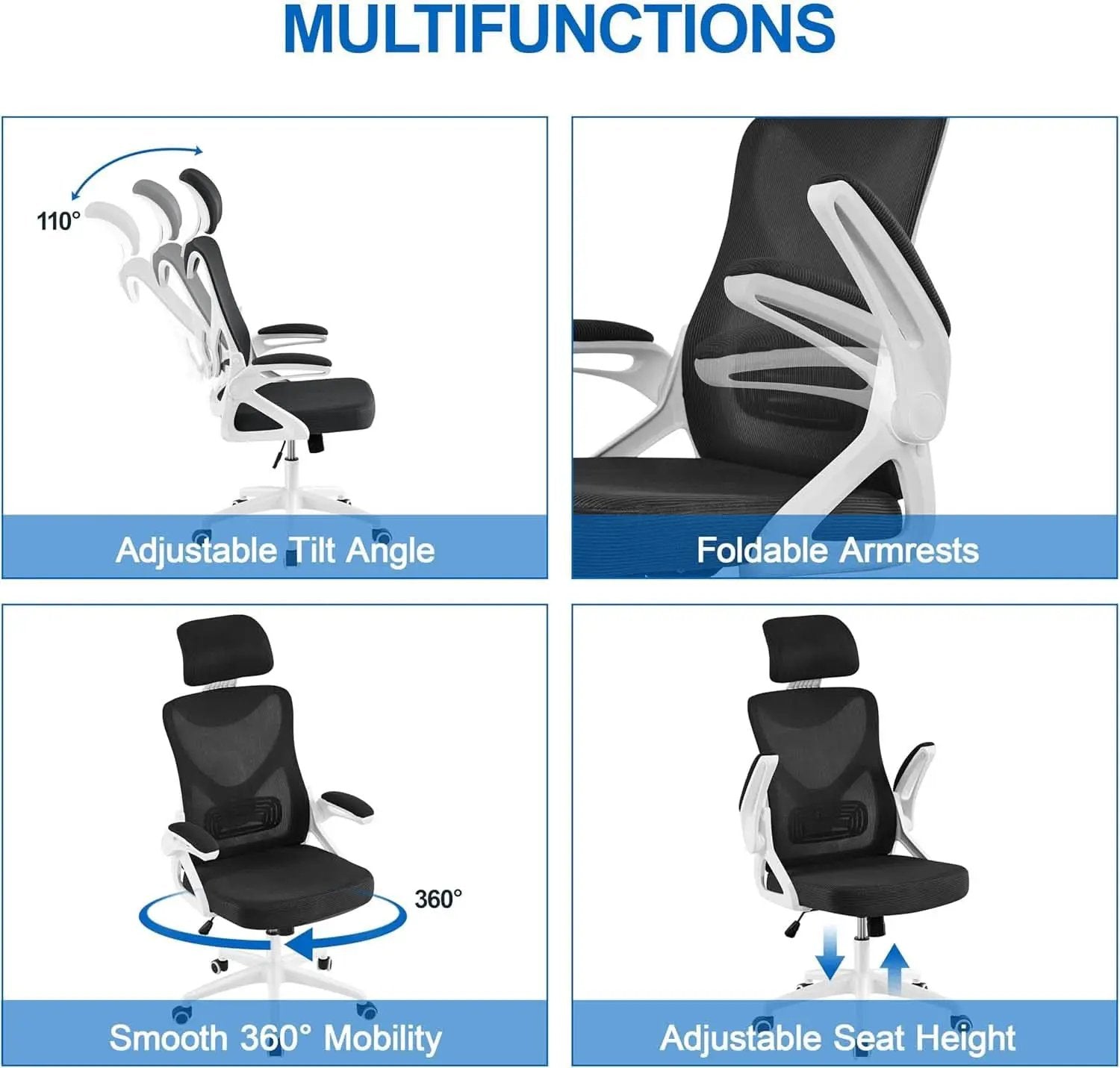Ergonomic Mesh Office Chair High Back White And Black from PriceLows™