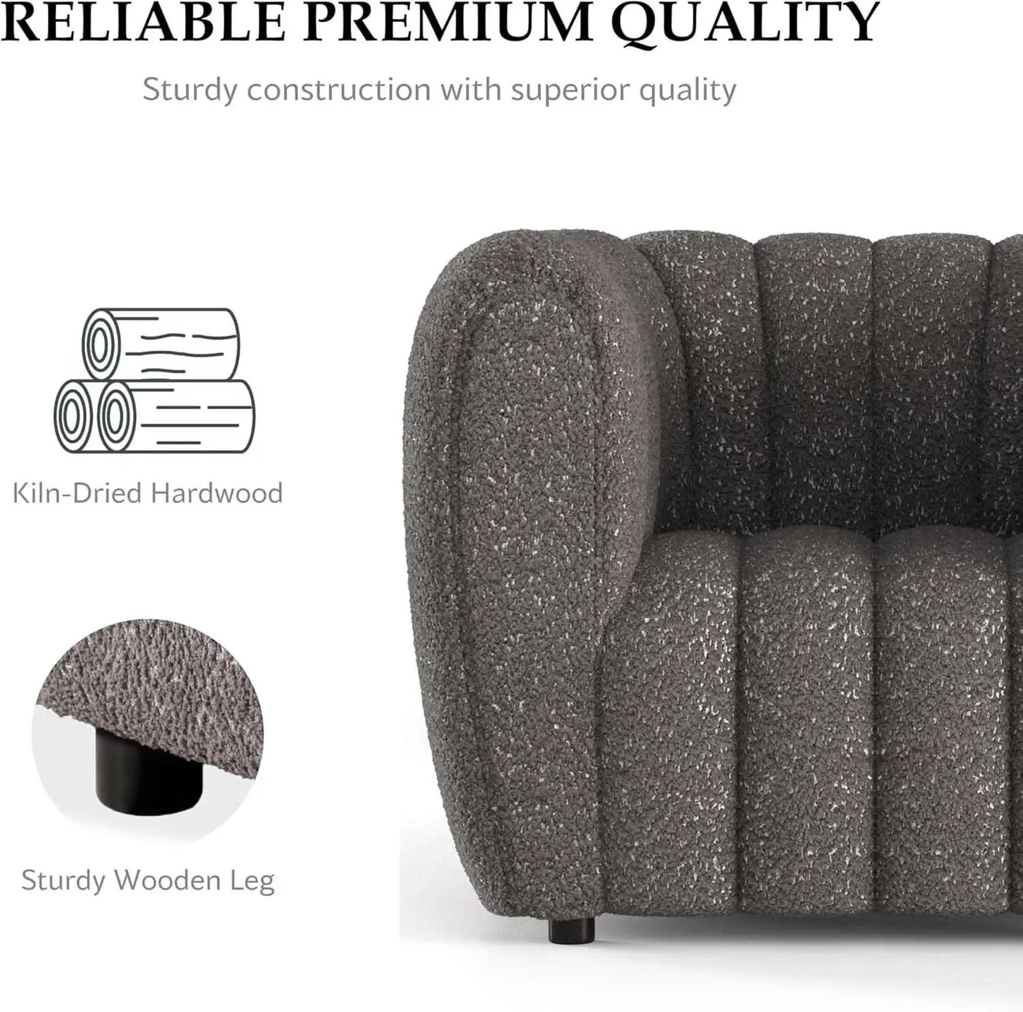 Charcoal Gray Vertical Channel Tufted 3 Piece Sofa Set from PriceLows™