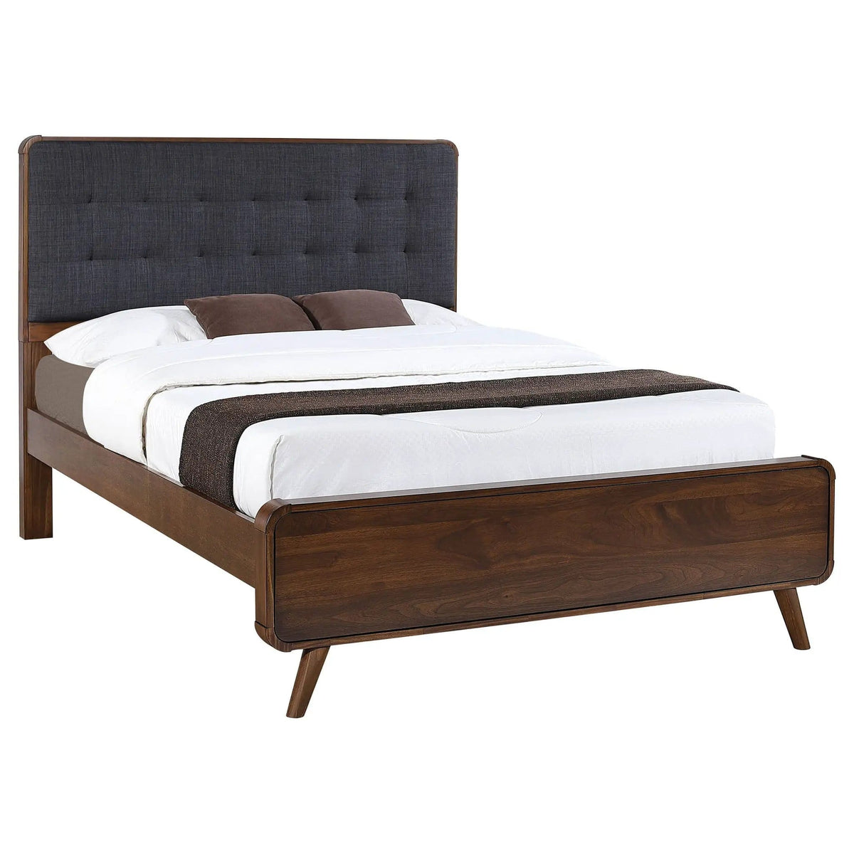 Robyn Wood Queen Platform Bed Dark | 63 x 86.5 x 53.25 in | Engineered Wood & Walnut | Walnut
