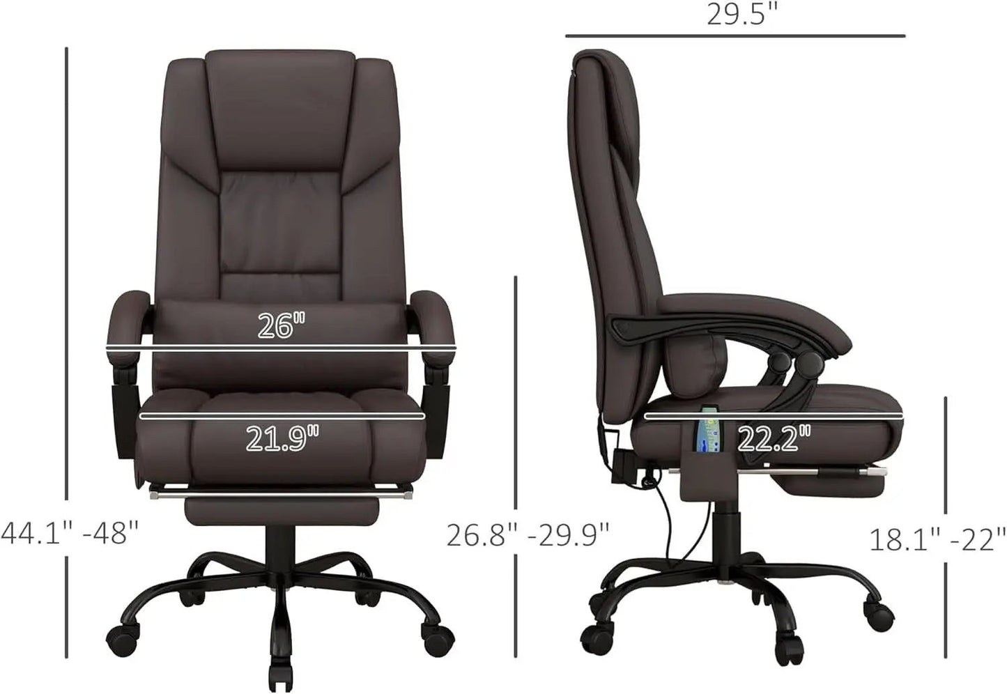 Brown High Back Massage Office Chair With 6 Vibration Points from PriceLows™