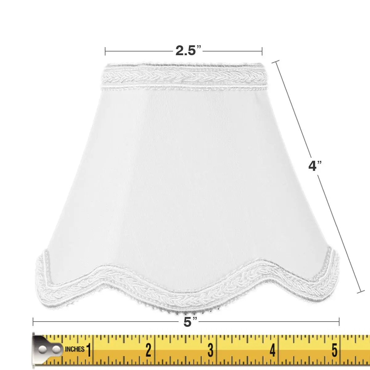 Clip On Candelabra Shades | White Scallop | Set Of 6 | 4W X 5H