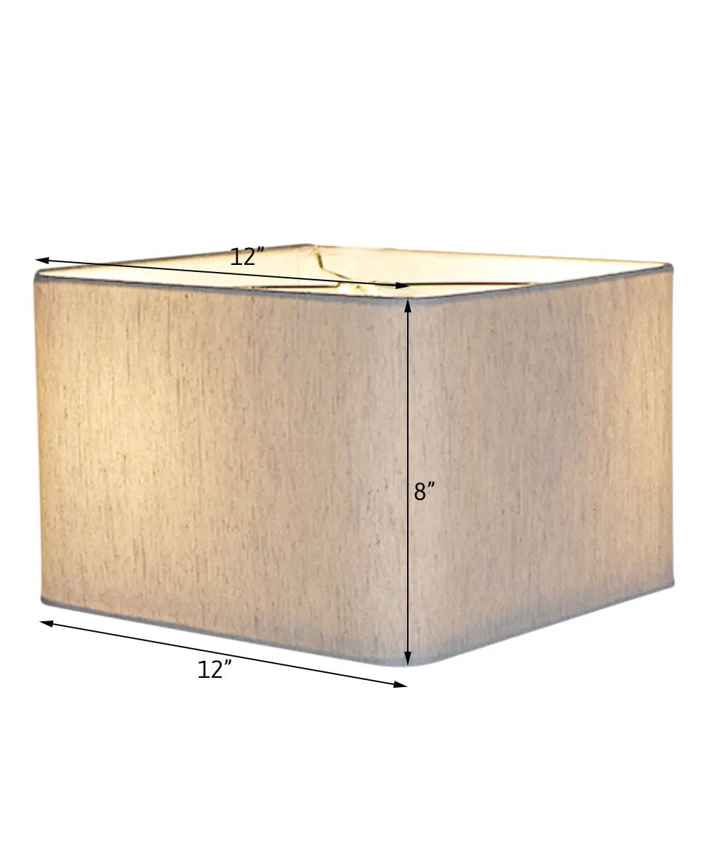 Shallow Square Drum Lampshade | Rounded Corners | 12X12X8 Inches | Oatmeal