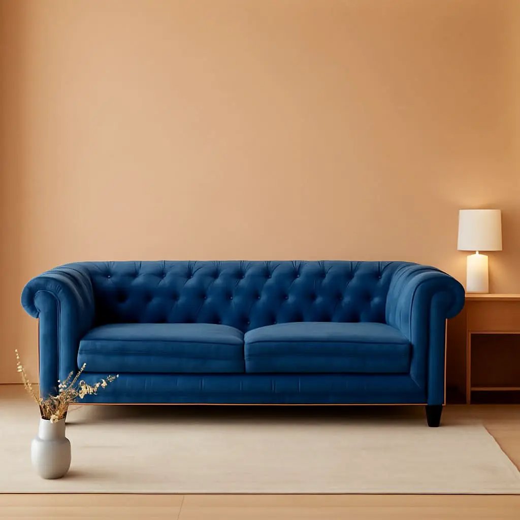 Blue Velvet 3 Piece Sectional Sofa Set With Tufting from PriceLows™