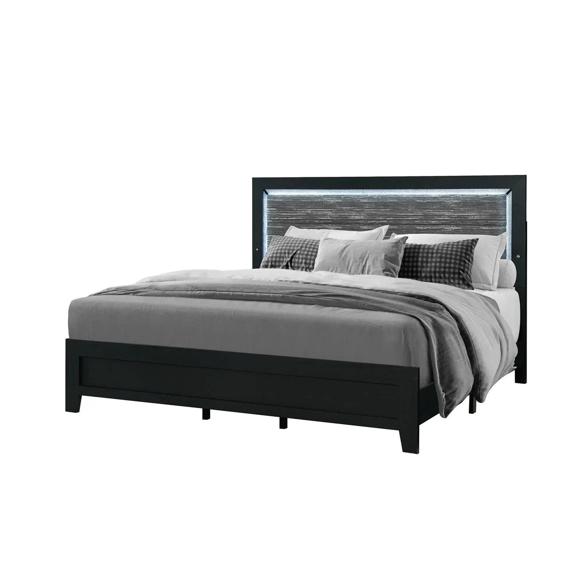 Carlos Modern Design Bed With LED | 3 Pieces | Wood | Bedroom