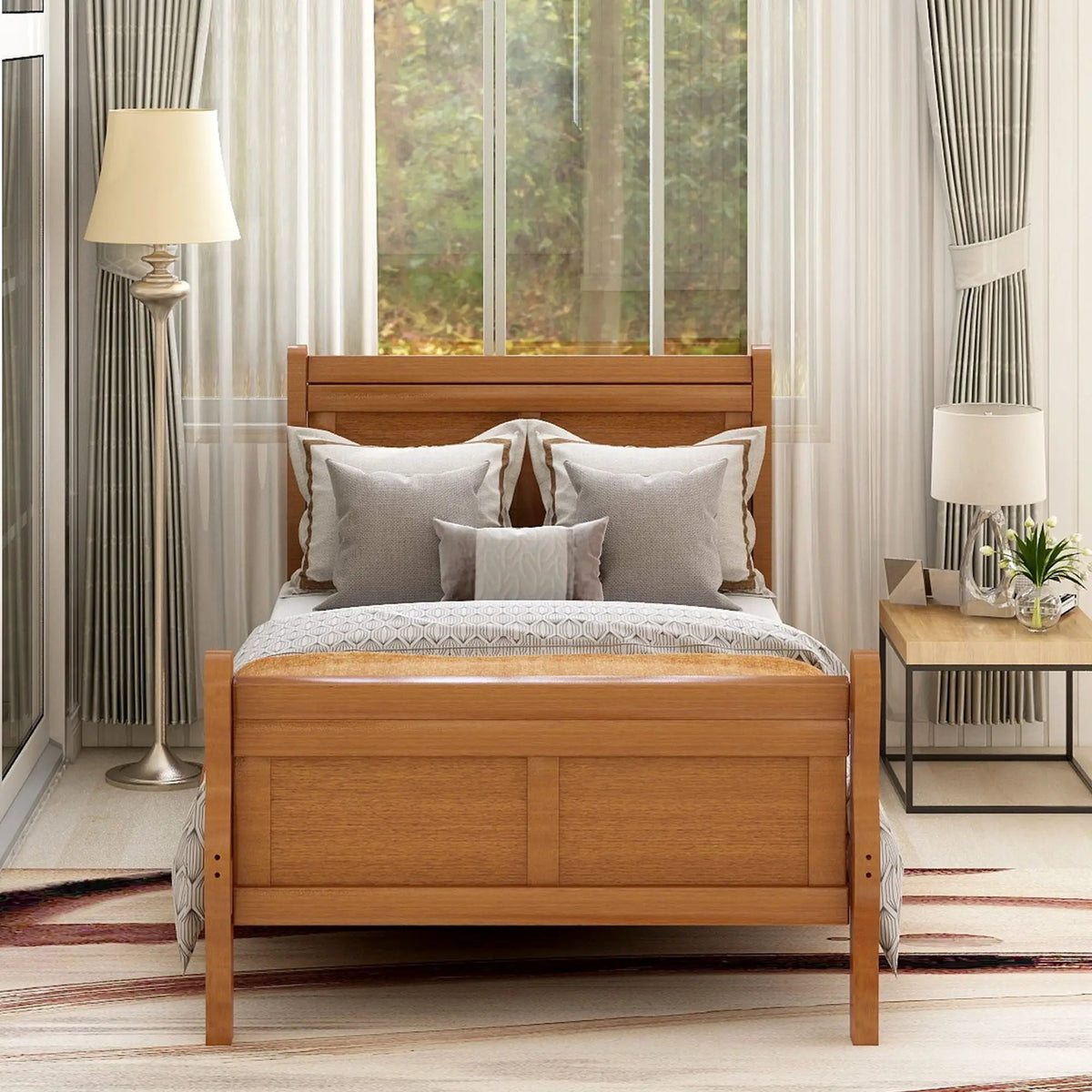 Wood Platform Bed Frame | Headboard Footboard | Wood Slat Support