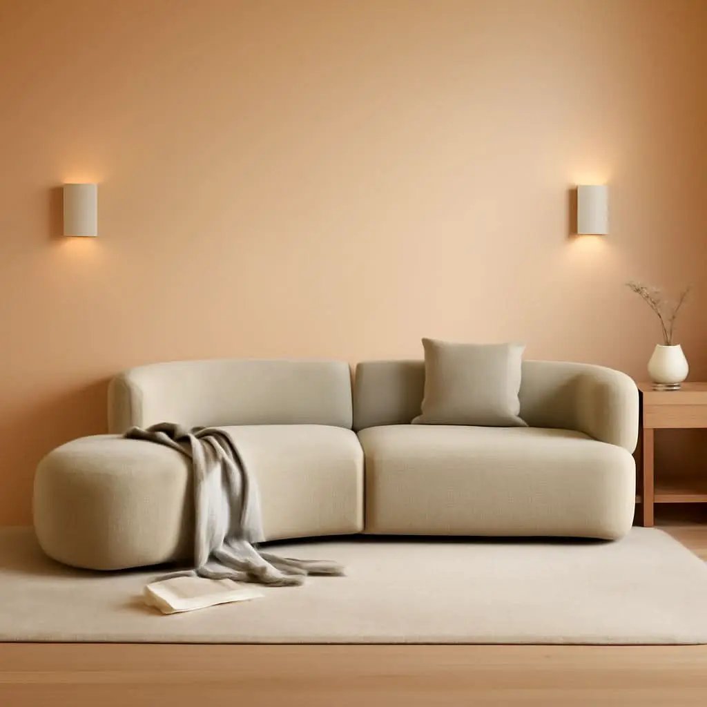 Light Coffee Curved Sectional Sofa For Living Room from PriceLows™
