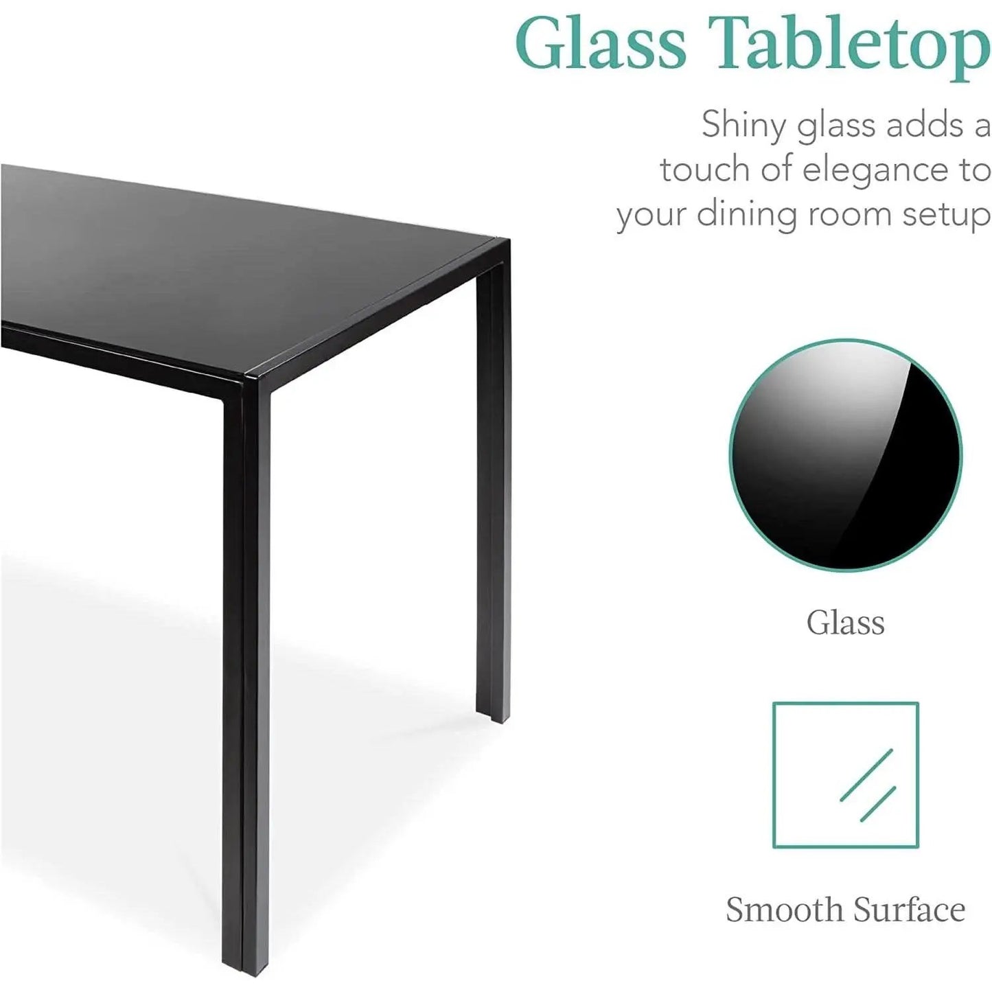 Glass Top Dining Table Set With Steel Frame Leather Chairs from PriceLows™