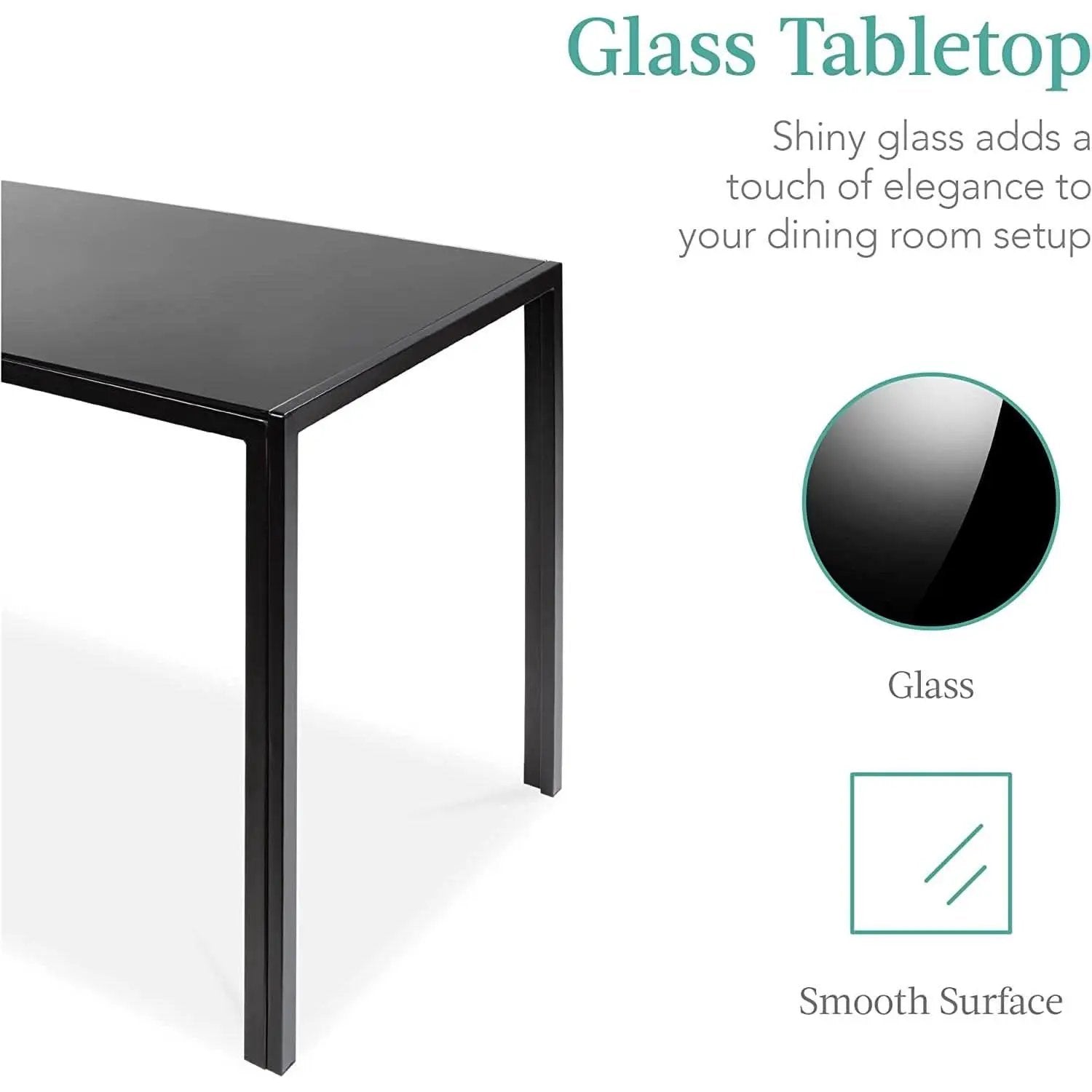 Glass Top Dining Table Set With Steel Frame Leather Chairs from PriceLows™