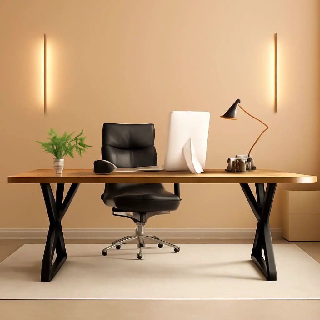 70.8 Inch Executive Desk Light Walnut Black Large Computer Office Desk from PriceLows™