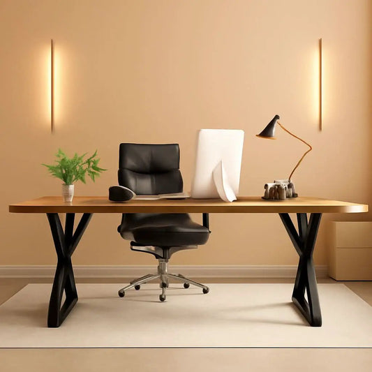 70.8 Inch Executive Desk Light Walnut Black Large Computer Office Desk from PriceLows™