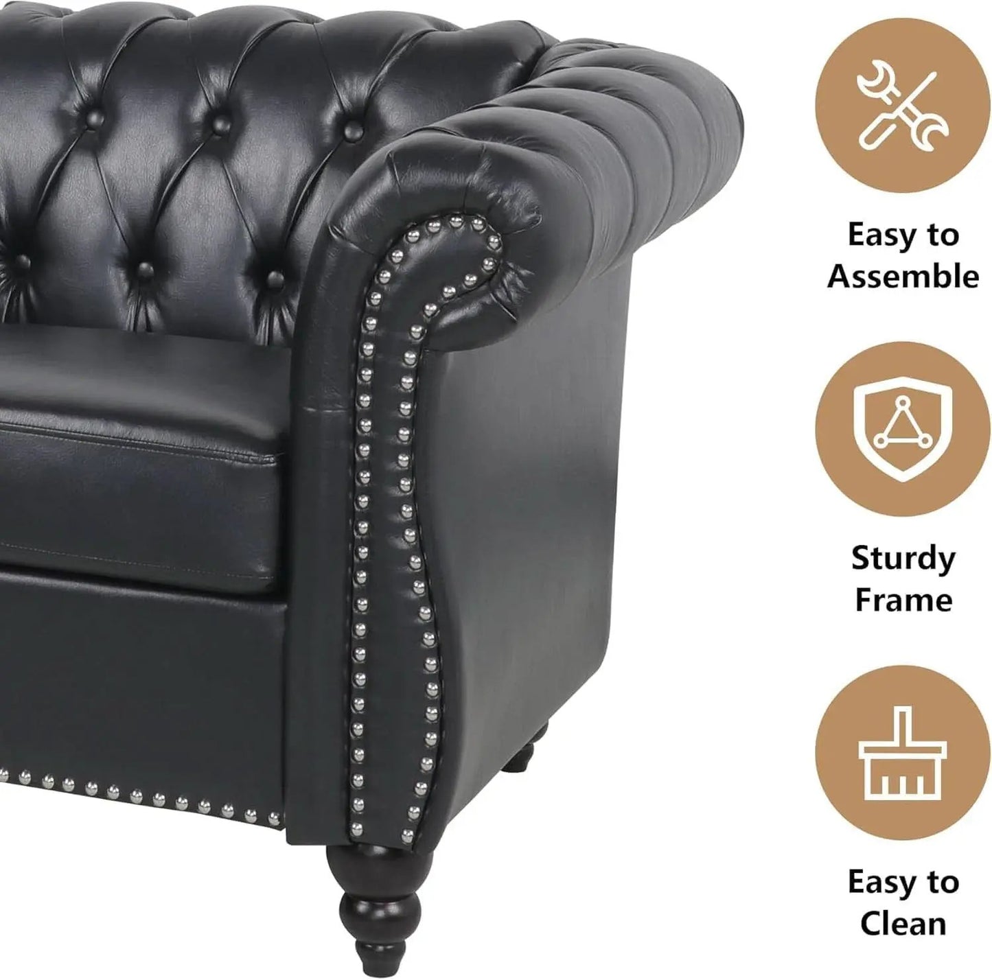 3 Piece Living Room Sectional Sofa Set Black Modern from PriceLows™