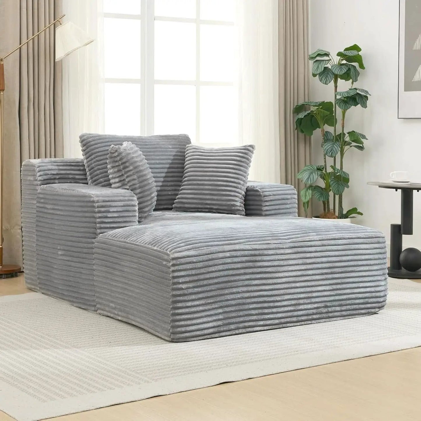Oversized Chaise Lounge With Deepseat Corduroy Upholstery from PriceLows™