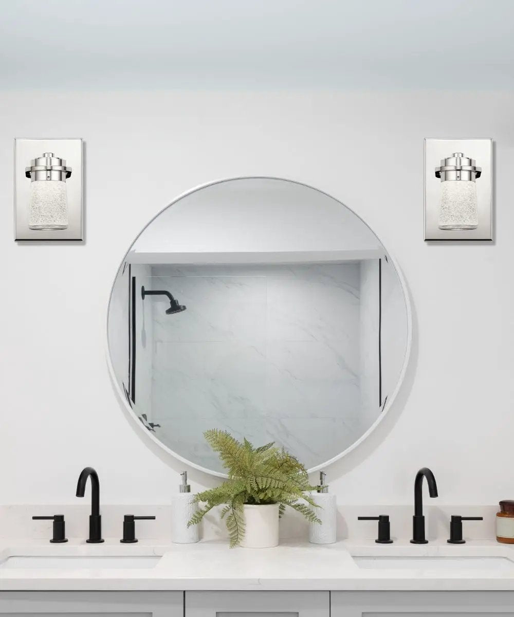 LED Vanity Light | Polished Nickel | Bubble Glass | 5 Inch
