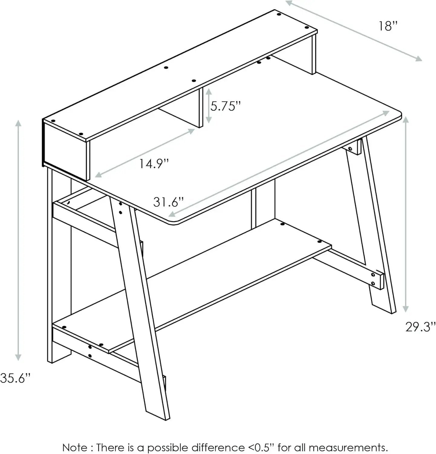 A Frame Computer Desk with Hutch Storage in Columbia Walnut from PriceLows™